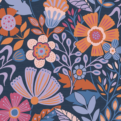 Oopsy Daisy Wallpaper - Blue Lilac Tangerine - Envy