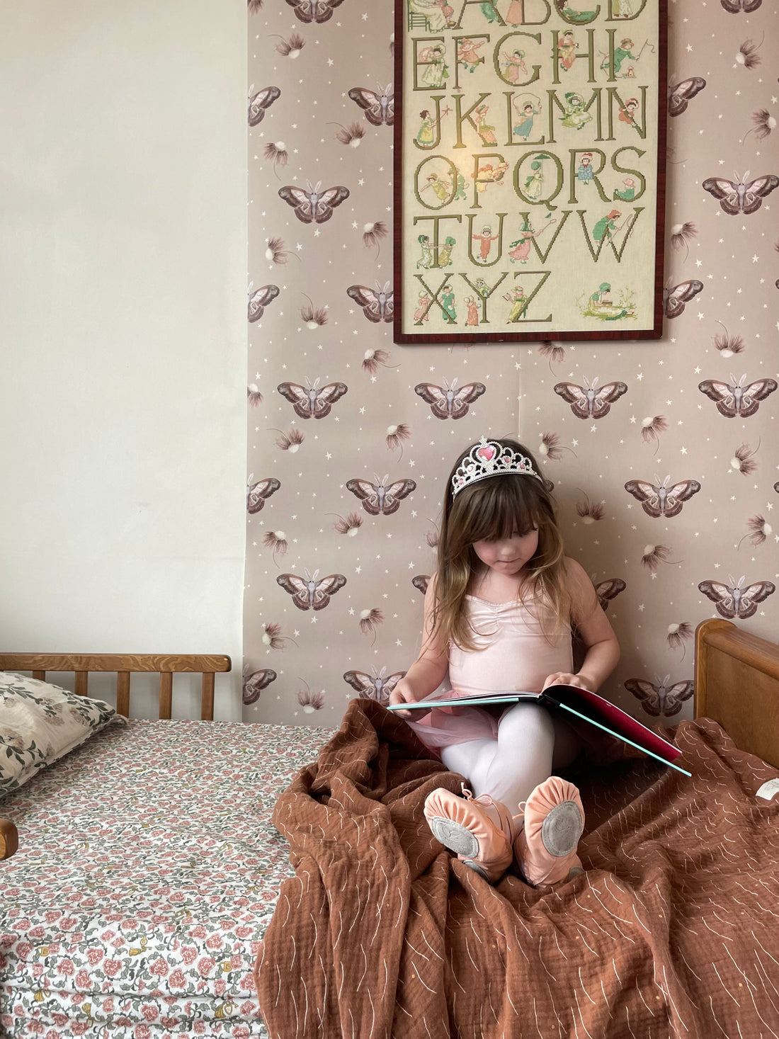 Ophelia’s Dream Nursery Wallpaper - Dusty Rose - Summer Gray
