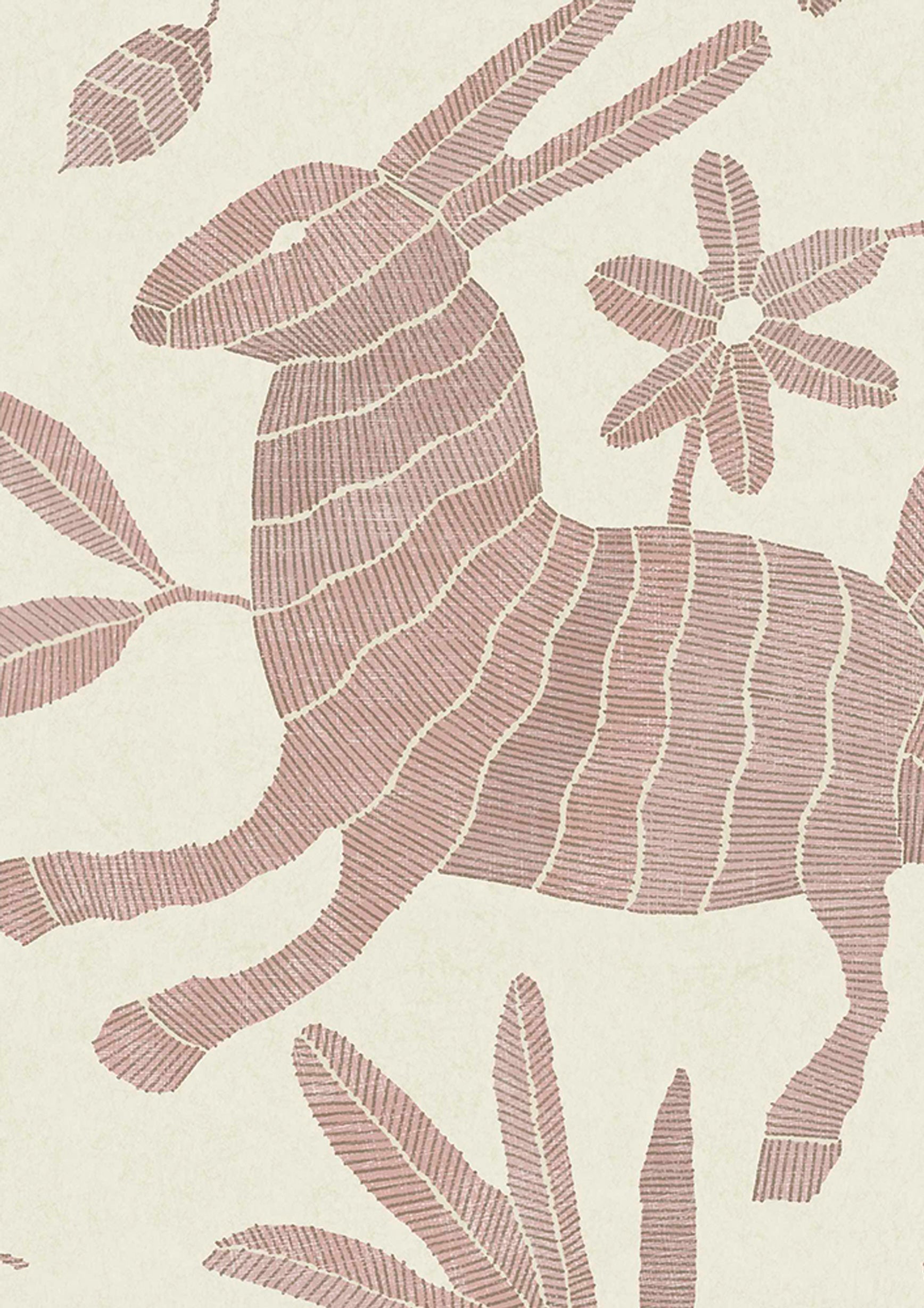 Otomi Bunny Pink Wallpaper - Lewis & Wood