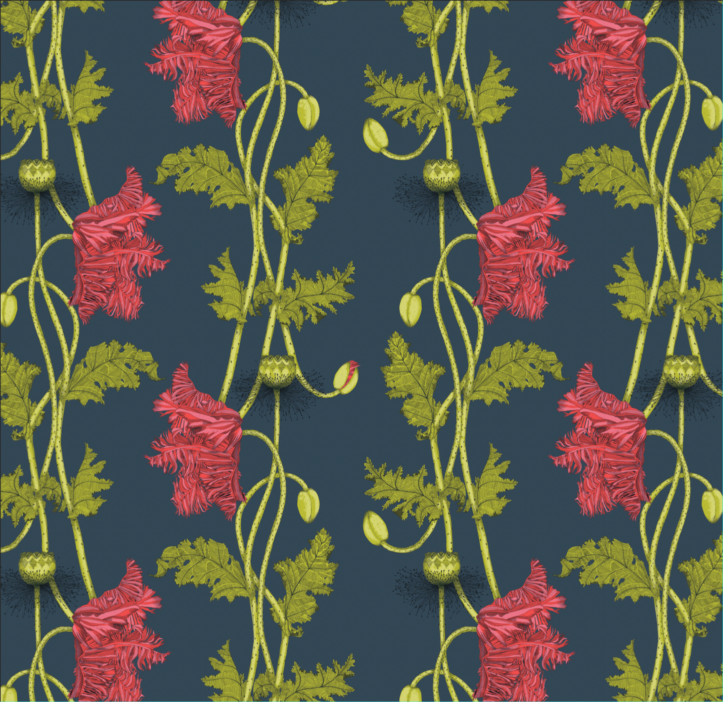 Poppy Fabric - Deepest Blue - Petronella Hall