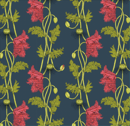 Poppy Fabric - Deepest Blue - Petronella Hall