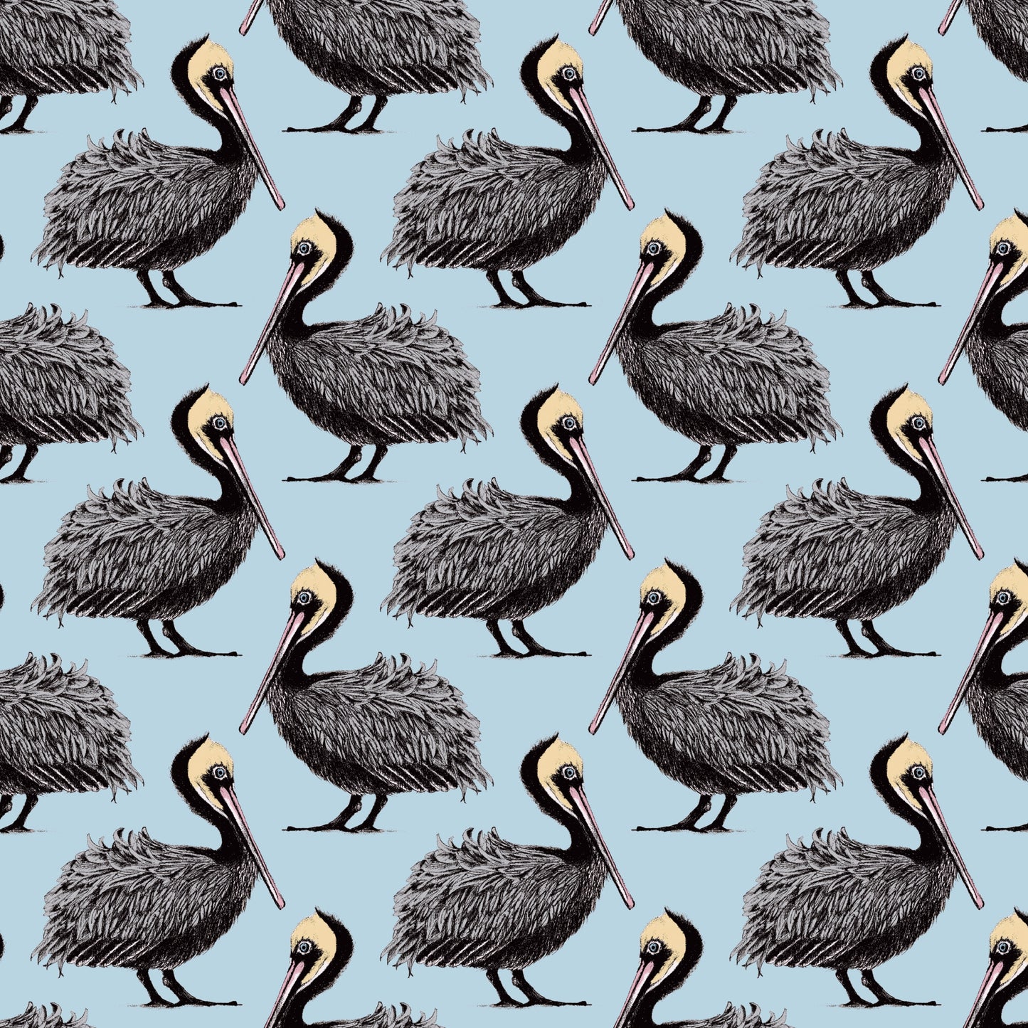 Pelican Wallpaper - Baby Blue - Petronella Hall