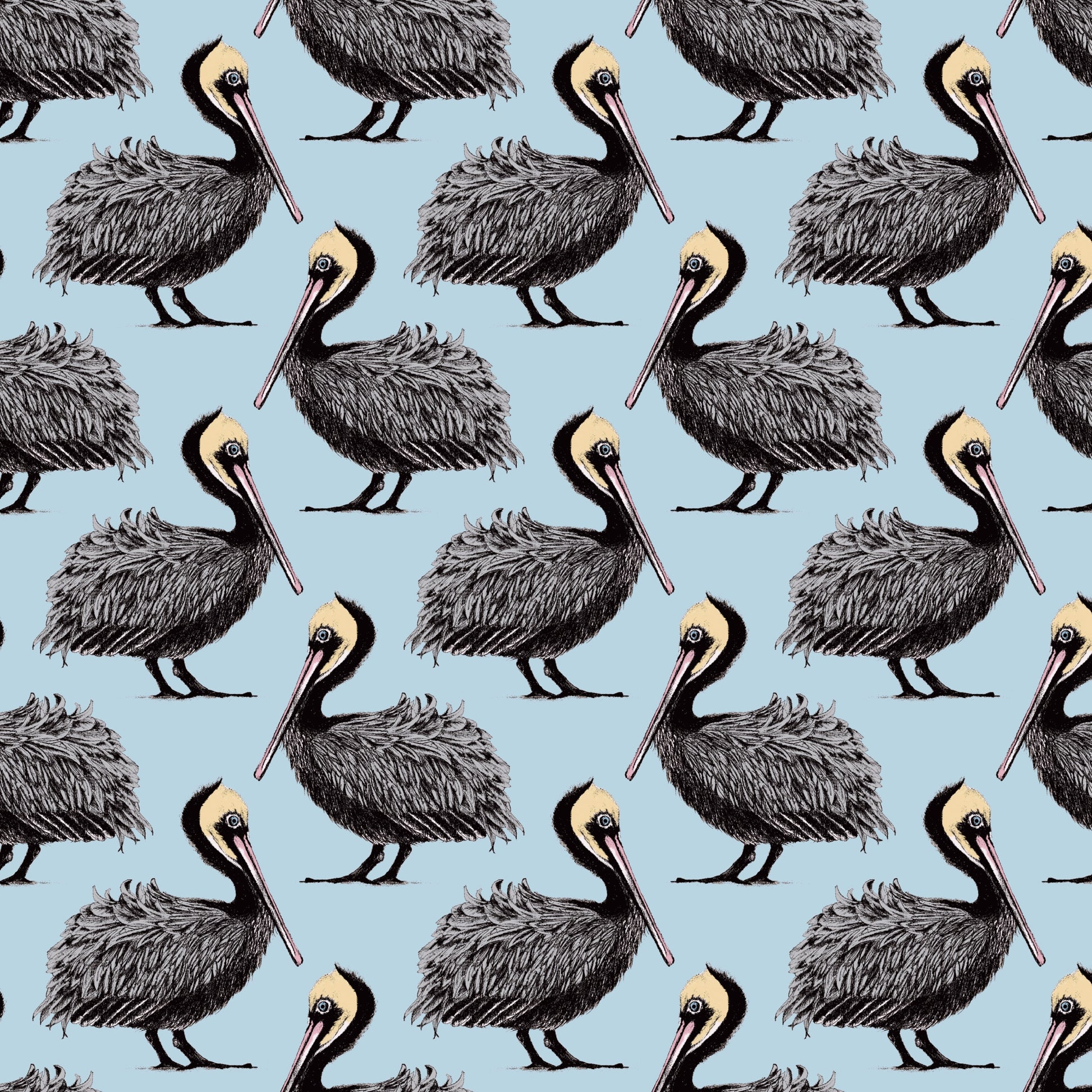 Pelican Wallpaper - Baby Blue - Petronella Hall