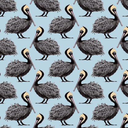 Pelican Wallpaper - Baby Blue - Petronella Hall