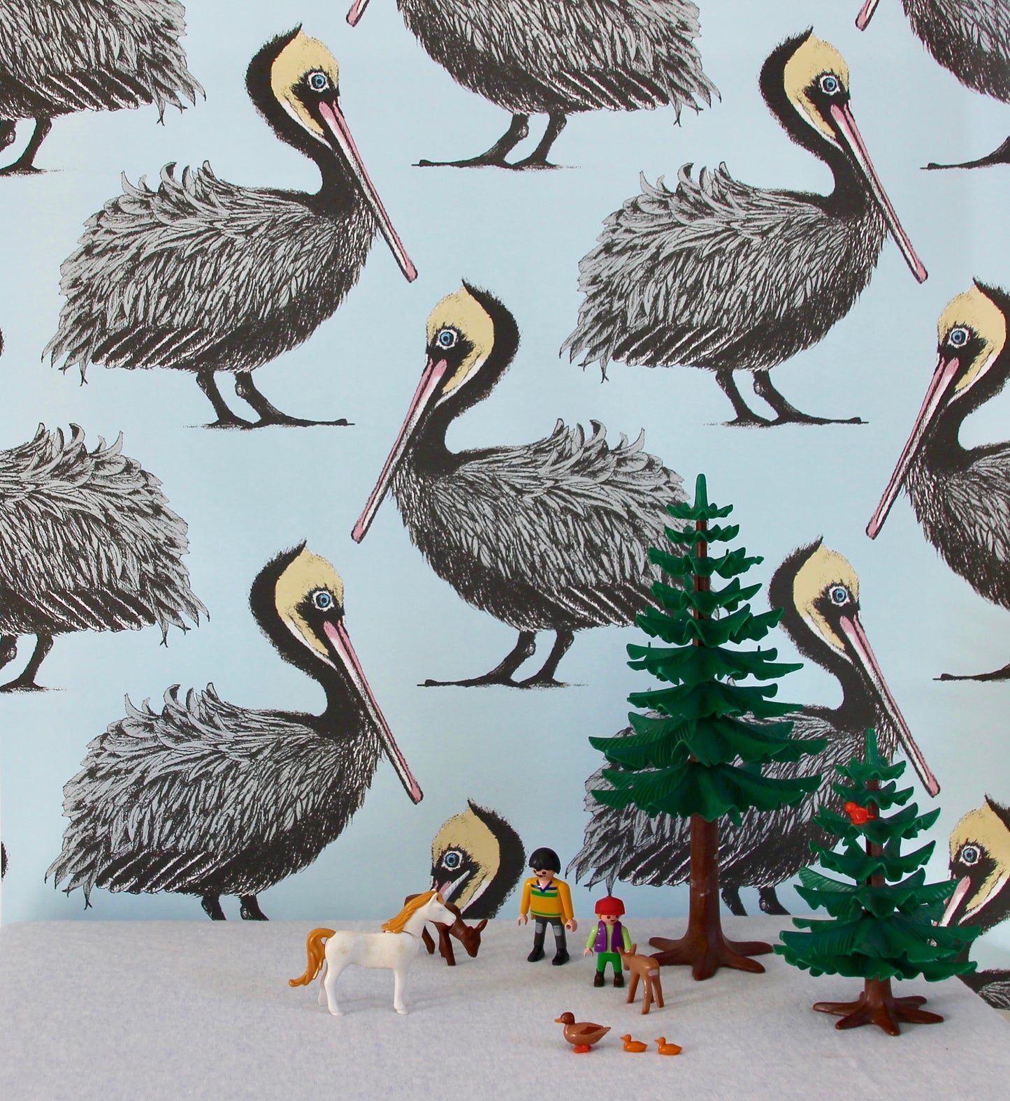 Pelican Wallpaper - Baby Blue - Petronella Hall