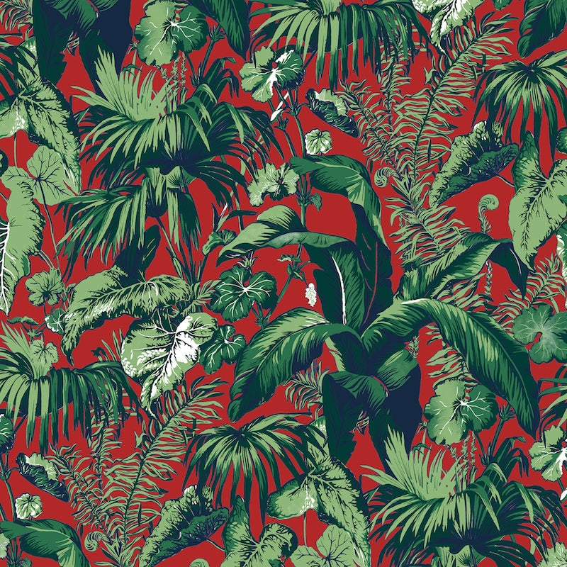 Feuillage Red Wallpaper - Brunschwig & Fils