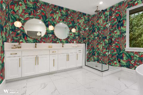 Feuillage Red Wallpaper - Brunschwig & Fils