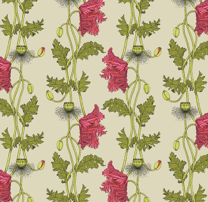 Poppy Chenille Fabric - Strawberry - Petronella Hall