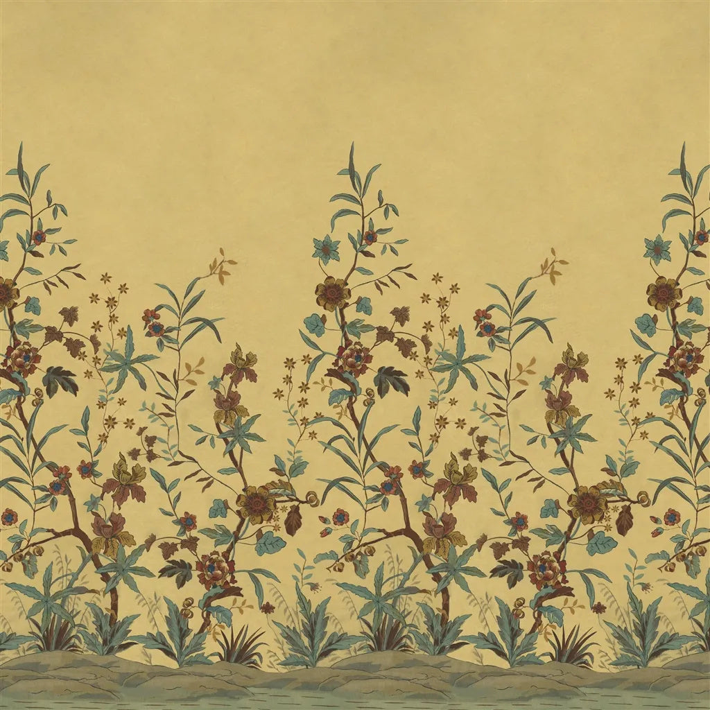 Peacock Toile Scene 2 Wallpaper