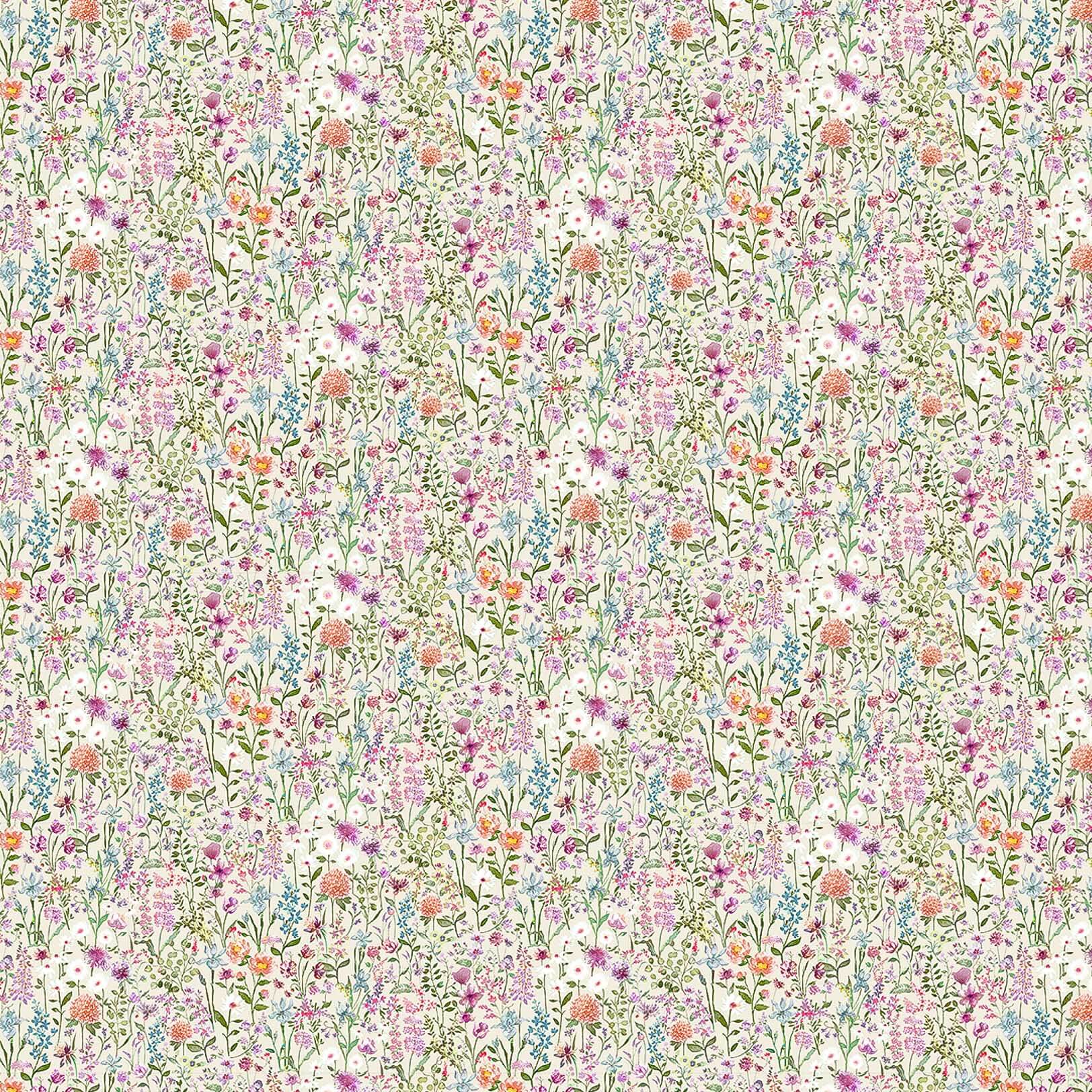 Prado De Flores Apricot Ecru Lomond Pima Lawn Cotton - Dress Fabric