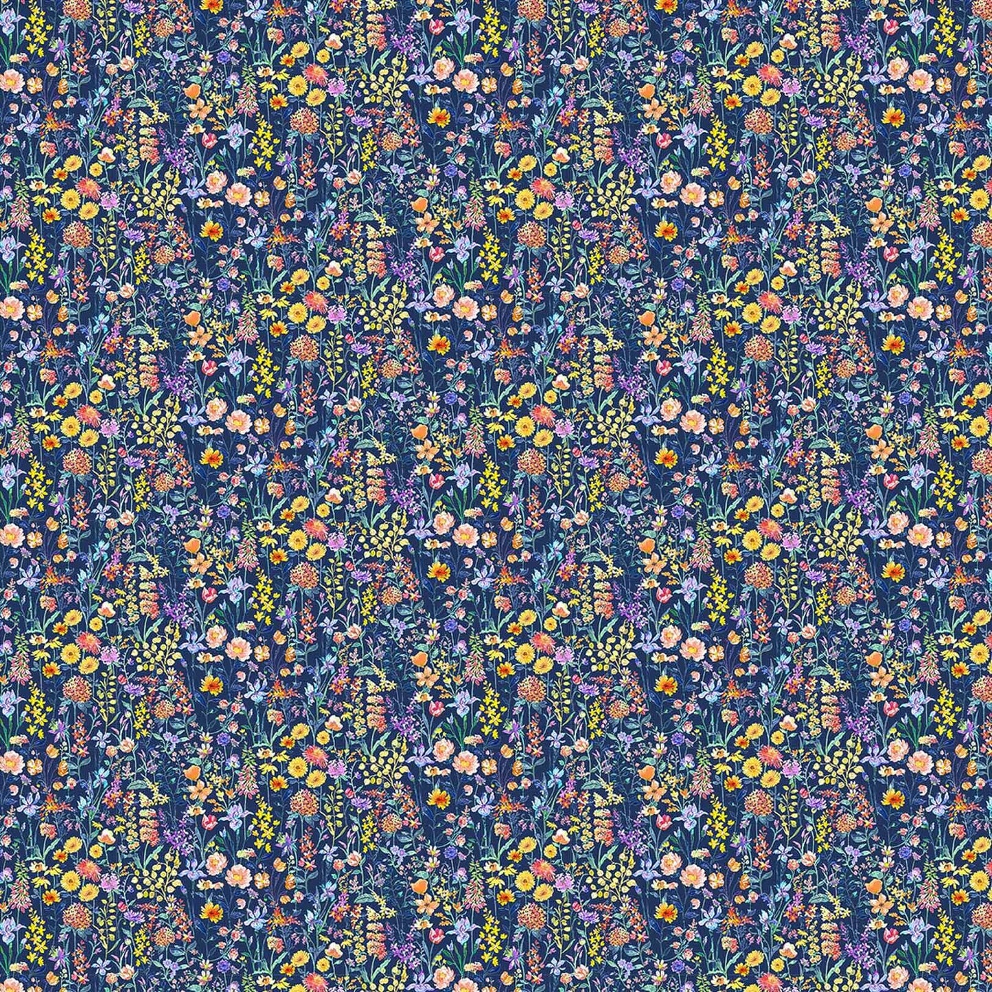 Prado De Flores Papaya Indigo Lomond Pima Lawn Cotton - Dress Fabric
