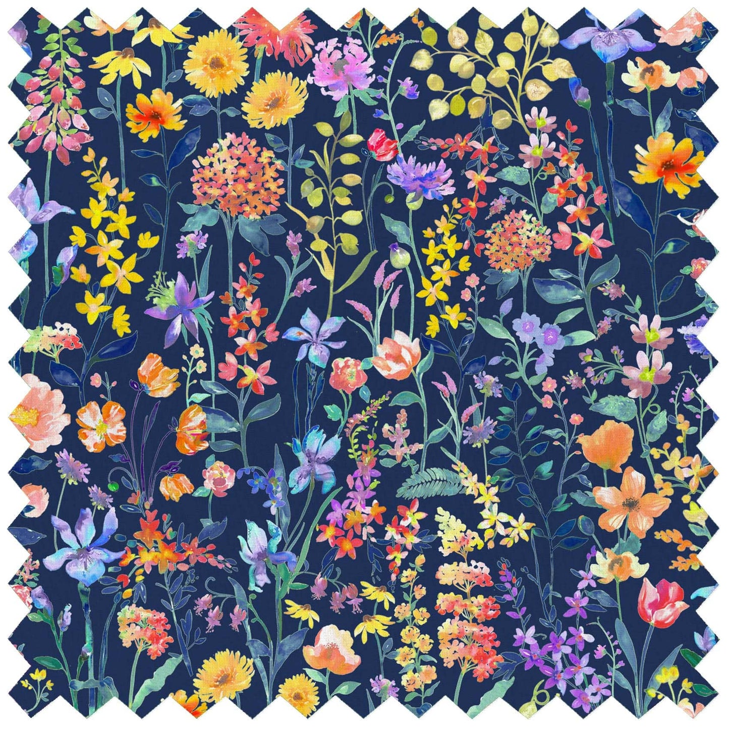 Prado De Flores Papaya Indigo Lomond Pima Lawn Cotton - Dress Fabric