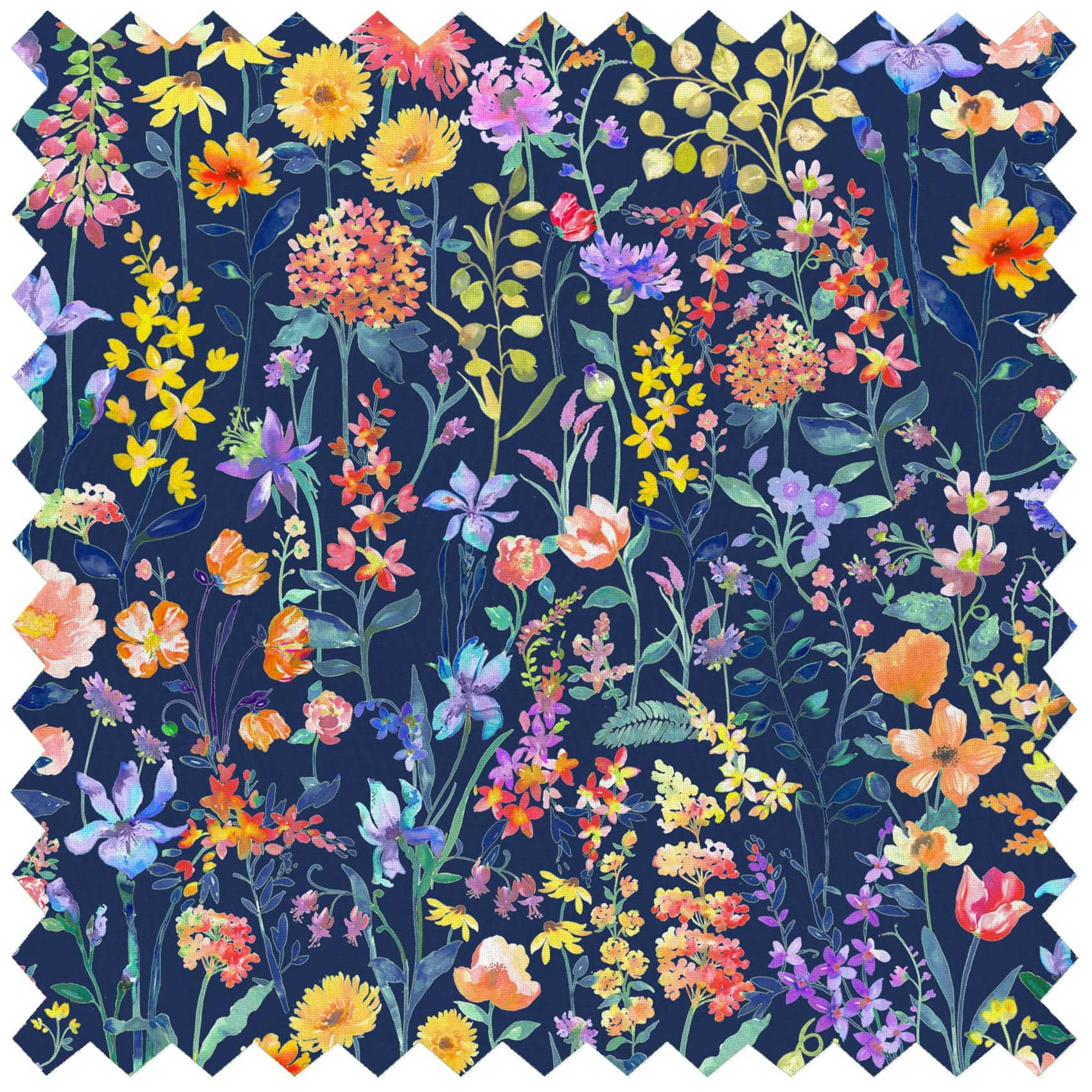 Prado De Flores Papaya Indigo Lomond Pima Lawn Cotton - Dress Fabric