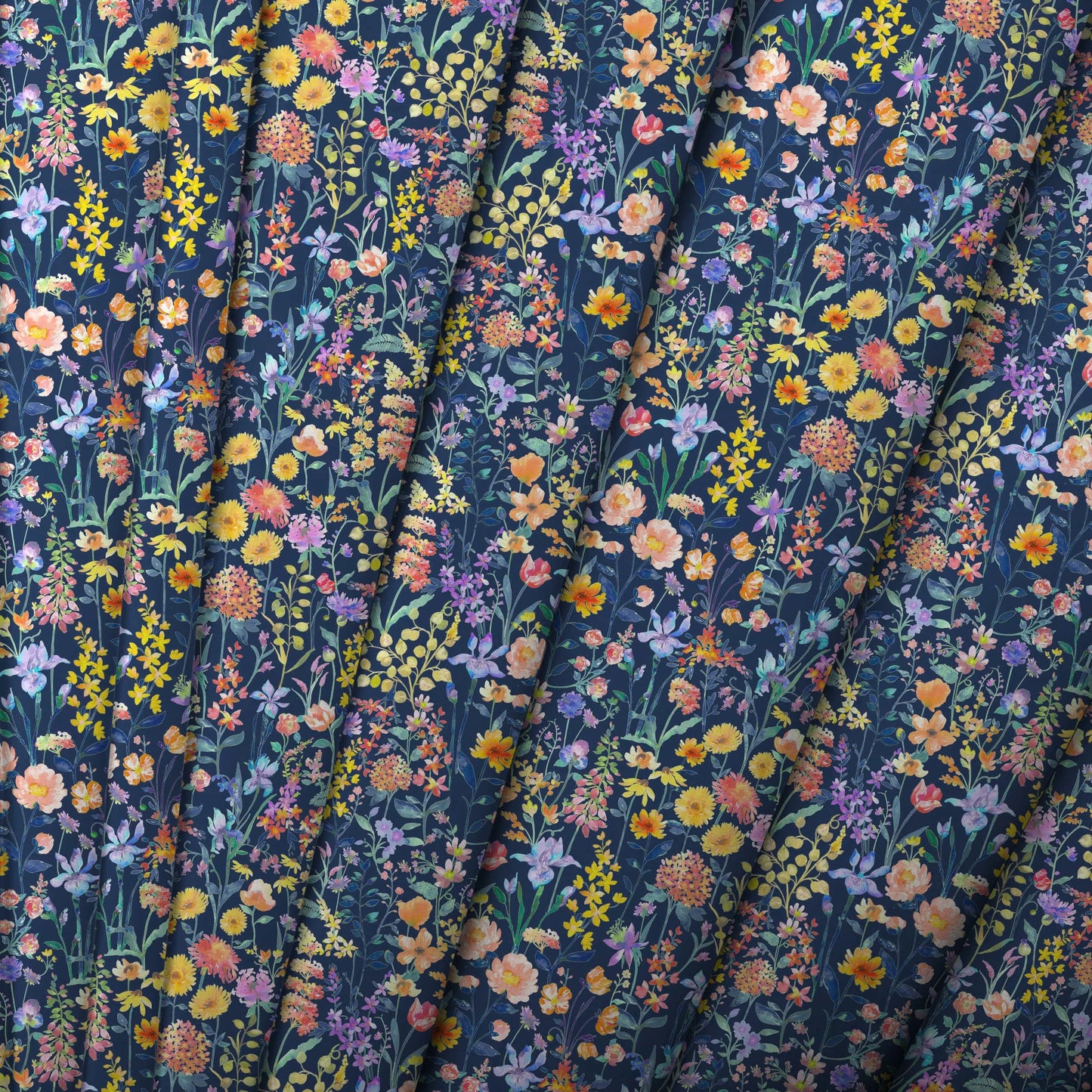 Prado De Flores Papaya Indigo Lomond Pima Lawn Cotton - Dress Fabric