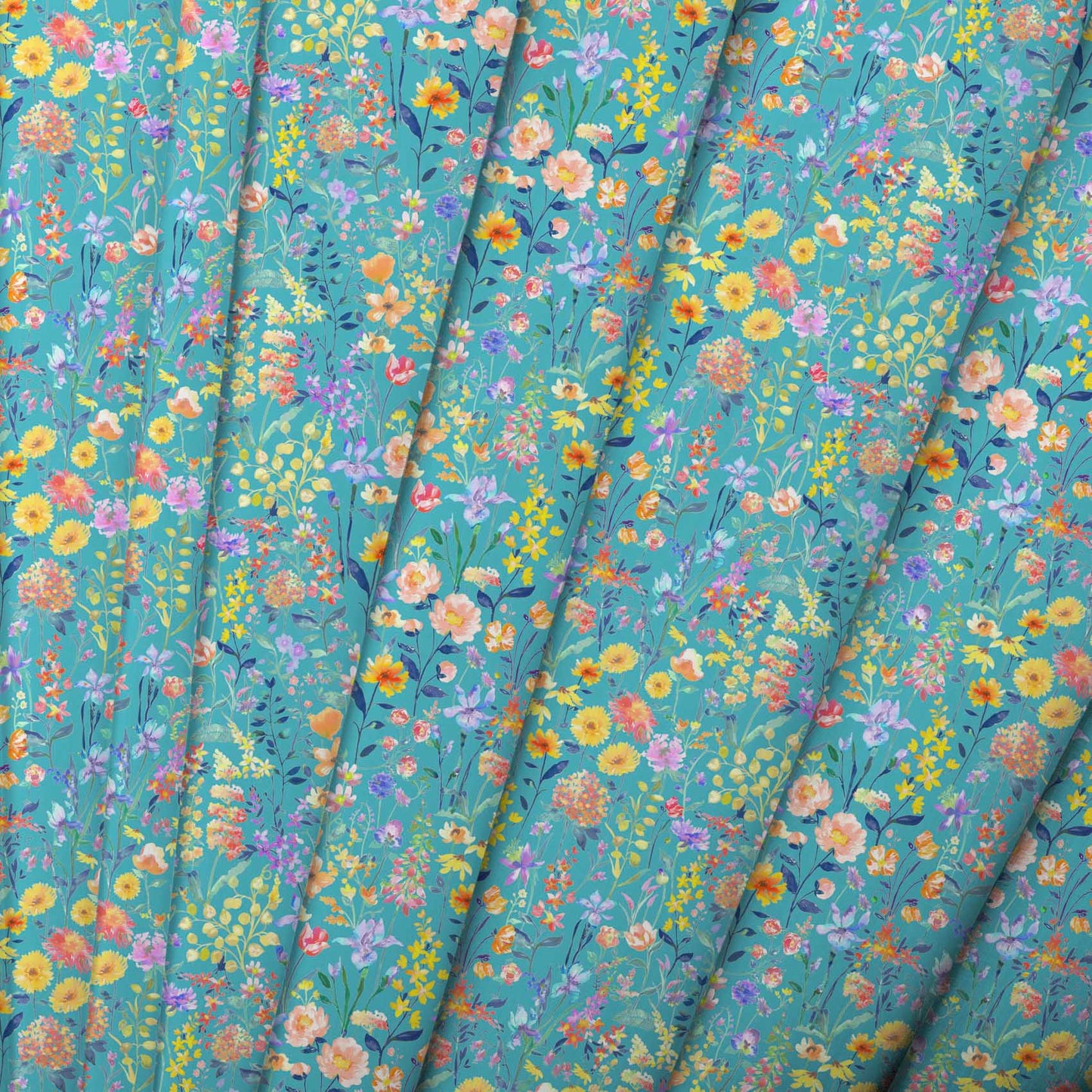 Prado De Flores Papaya Kingfisher Lomond Pima Lawn Cotton - Dress Fabric