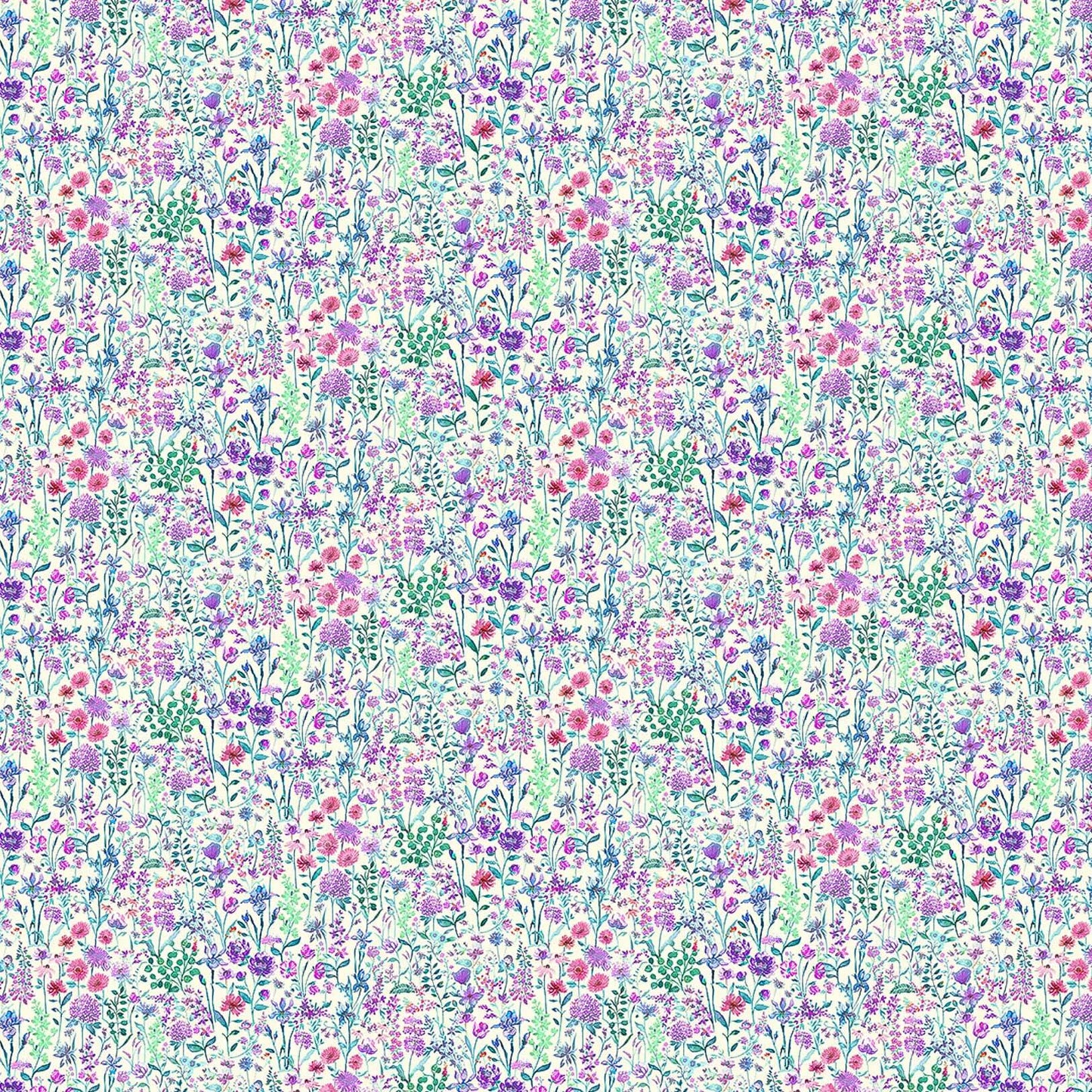 Prado De Flores Parma Violet Ecru Lomond Pima Lawn Cotton - Dress Fabric