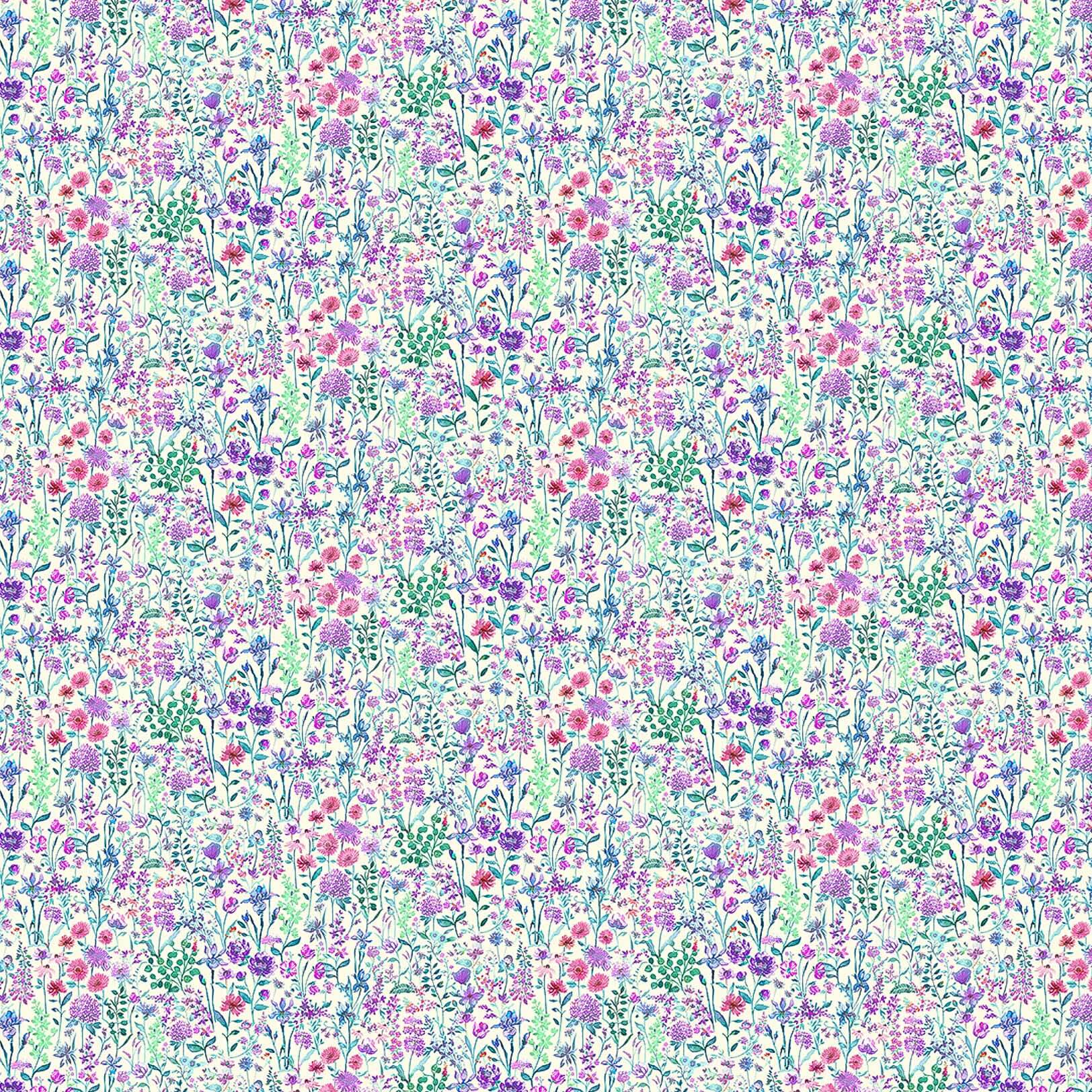 Prado De Flores Parma Violet Ecru Lomond Pima Lawn Cotton - Dress Fabric