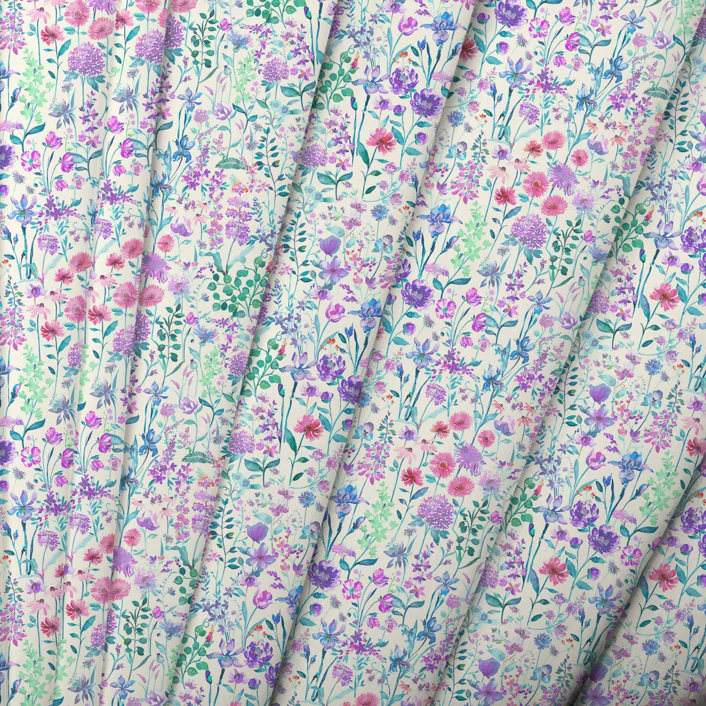 Prado De Flores Parma Violet Ecru Lomond Pima Lawn Cotton - Dress Fabric