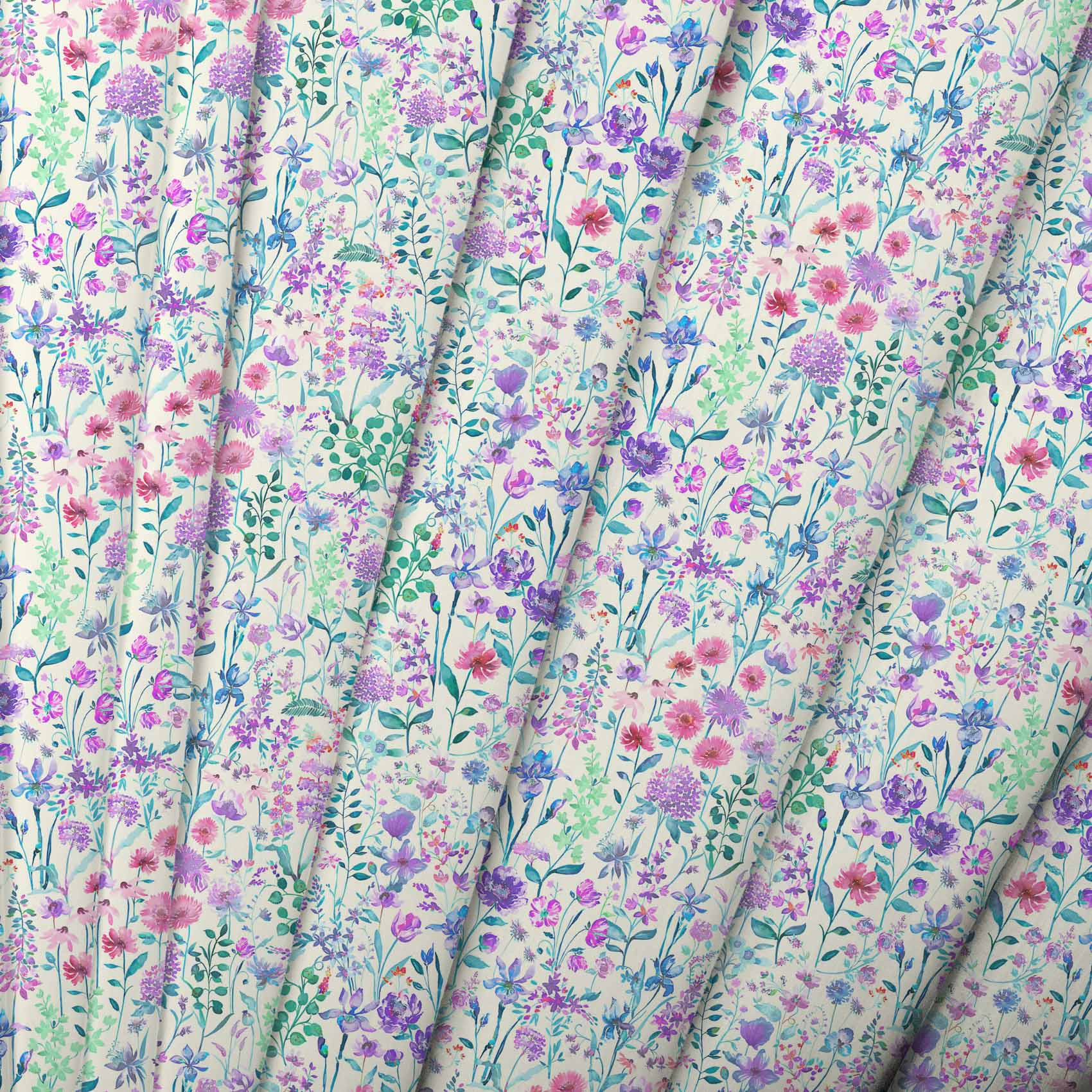 Prado De Flores Parma Violet Ecru Lomond Pima Lawn Cotton - Dress Fabric