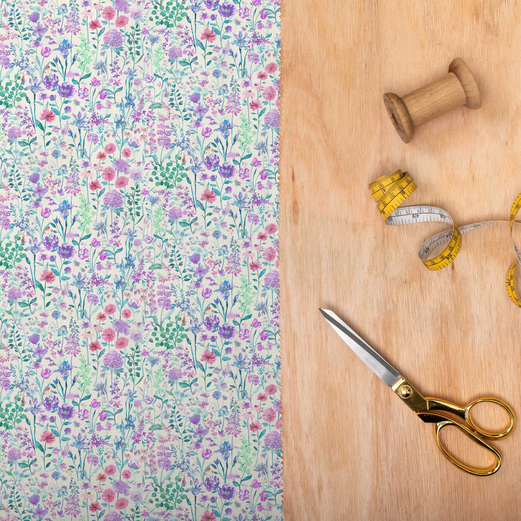 Prado De Flores Parma Violet Ecru Lomond Pima Lawn Cotton - Dress Fabric