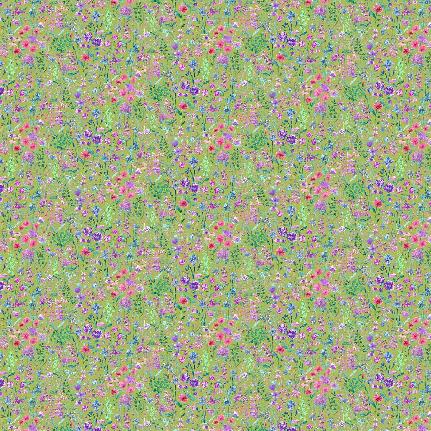 Prado De Flores Parma Violet Lime Lomond Pima Lawn Cotton - Dress Fabric