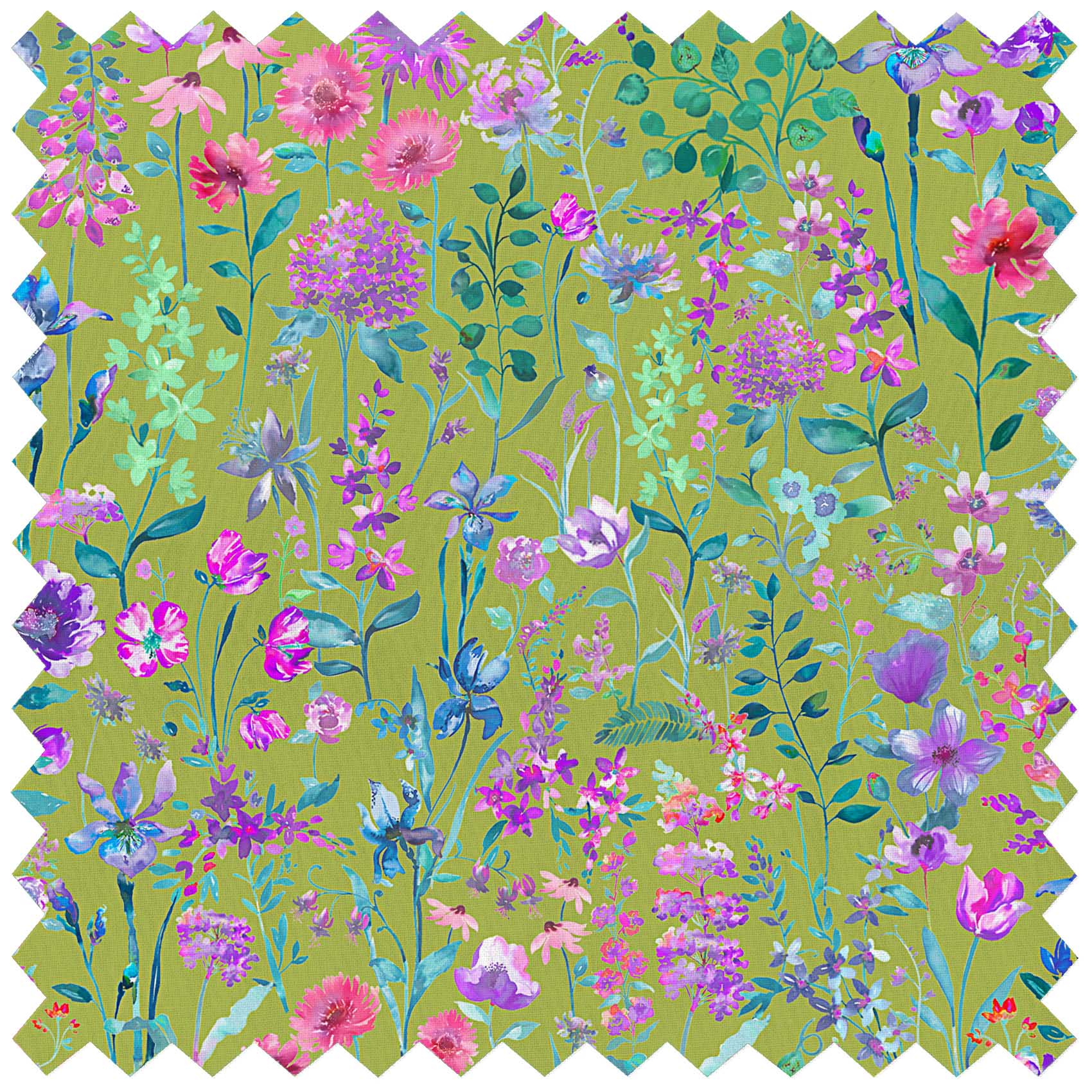 Prado De Flores Parma Violet Lime Lomond Pima Lawn Cotton - Dress Fabric
