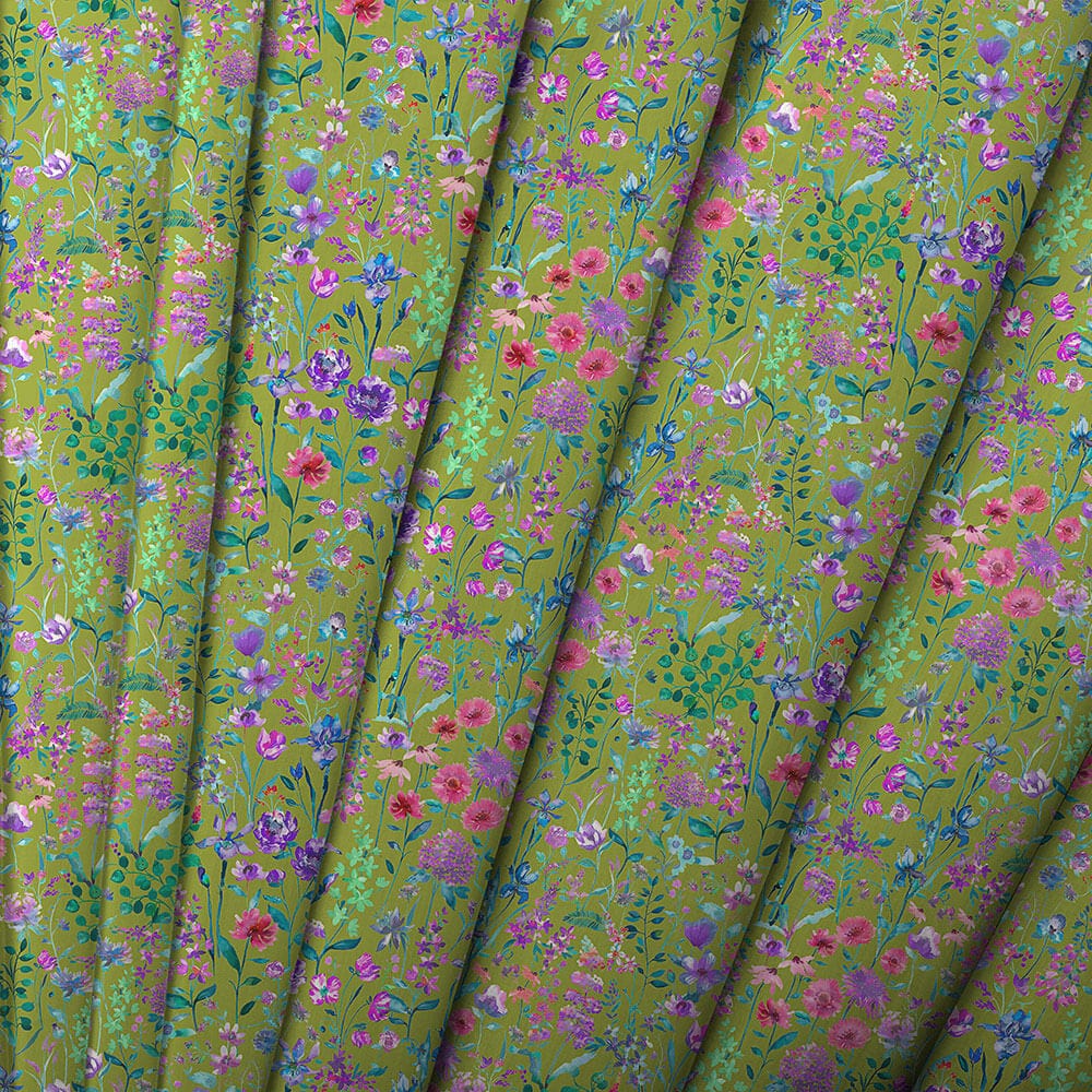 Prado De Flores Parma Violet Lime Lomond Pima Lawn Cotton - Dress Fabric