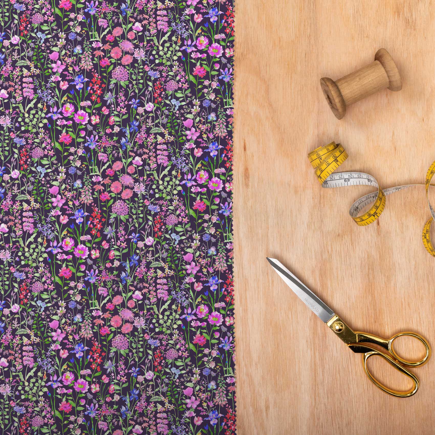 Prado De Flores Raspberry Onyx Lomond Pima Lawn Cotton - Dress Fabric