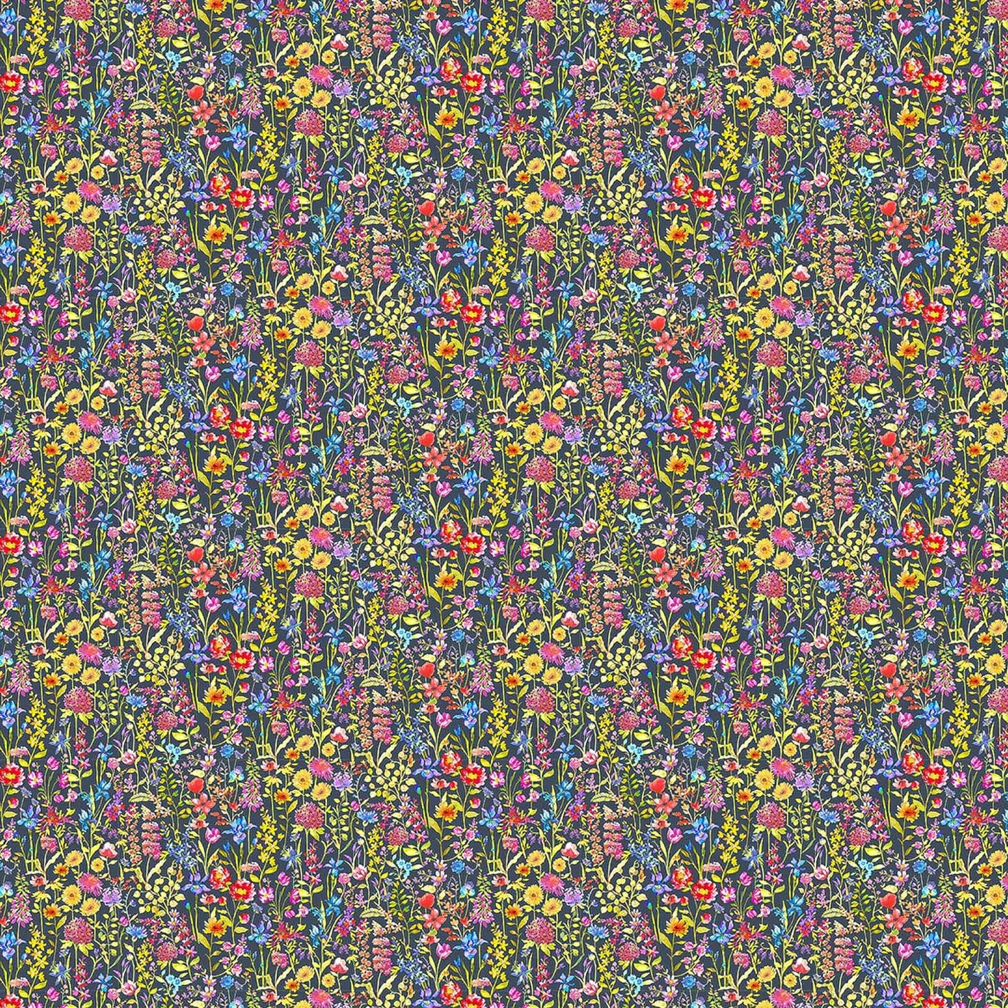 Prado De Flores Summer Navy Lomond Pima Lawn Cotton - Dress Fabric