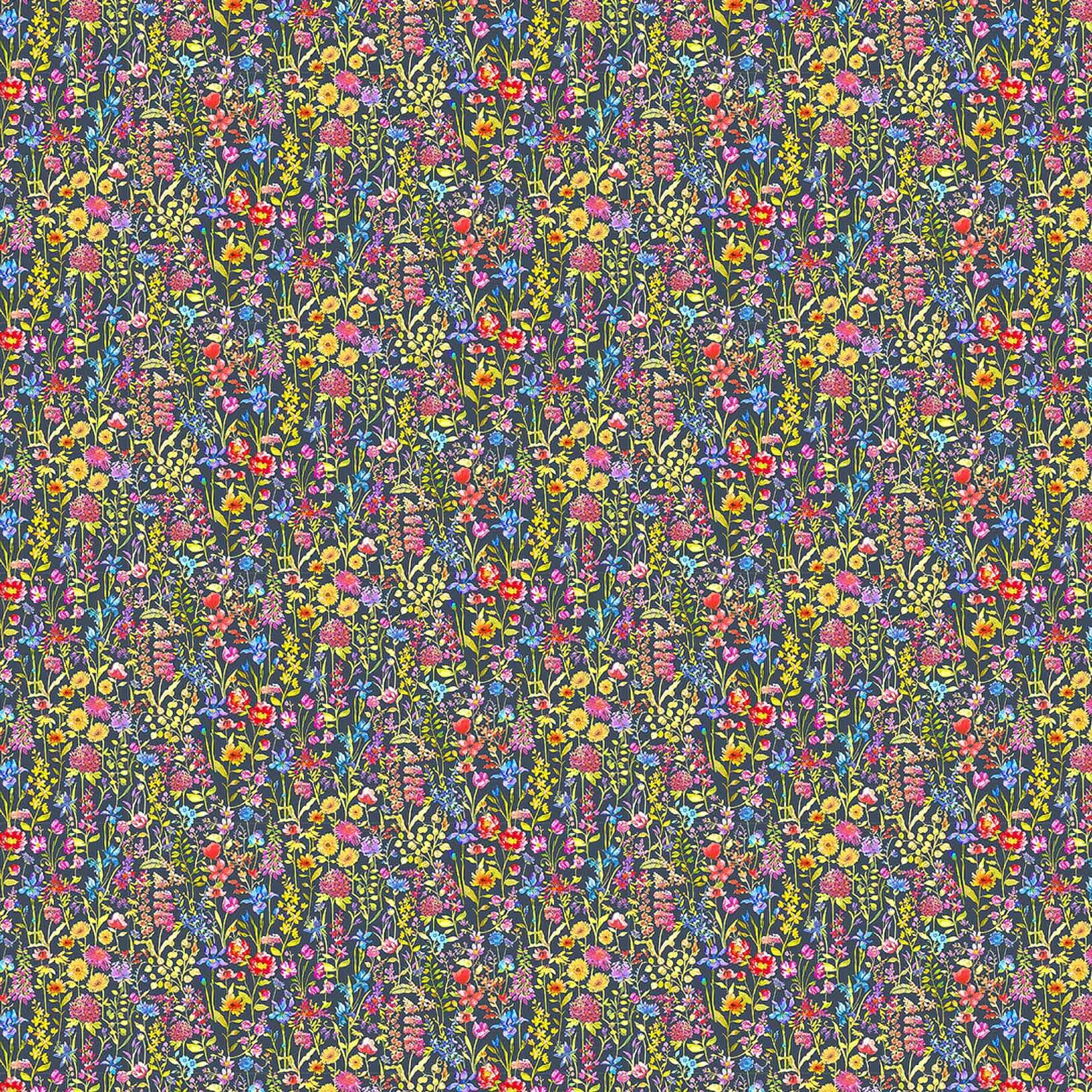 Prado De Flores Summer Navy Lomond Pima Lawn Cotton - Dress Fabric