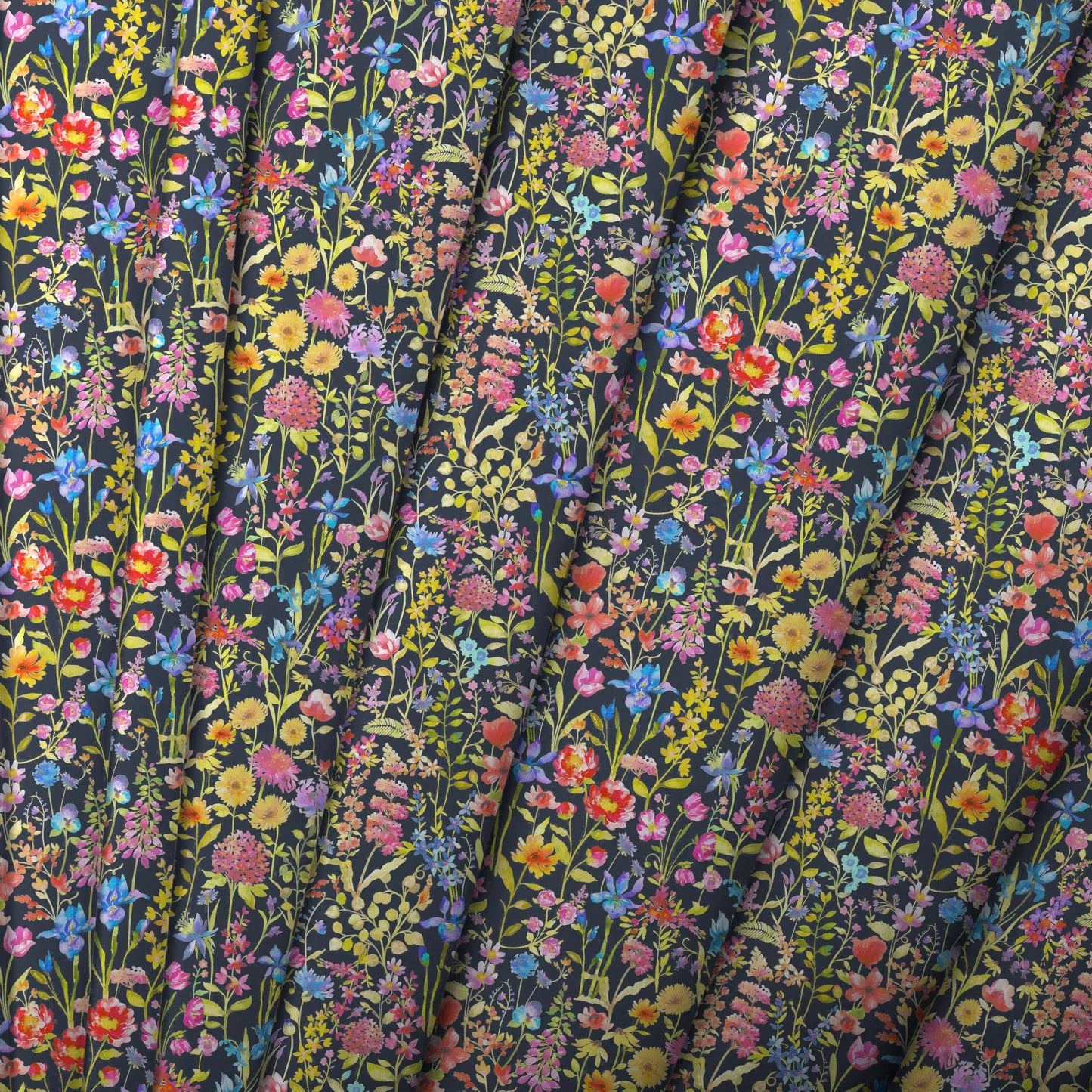 Prado De Flores Summer Navy Lomond Pima Lawn Cotton - Dress Fabric