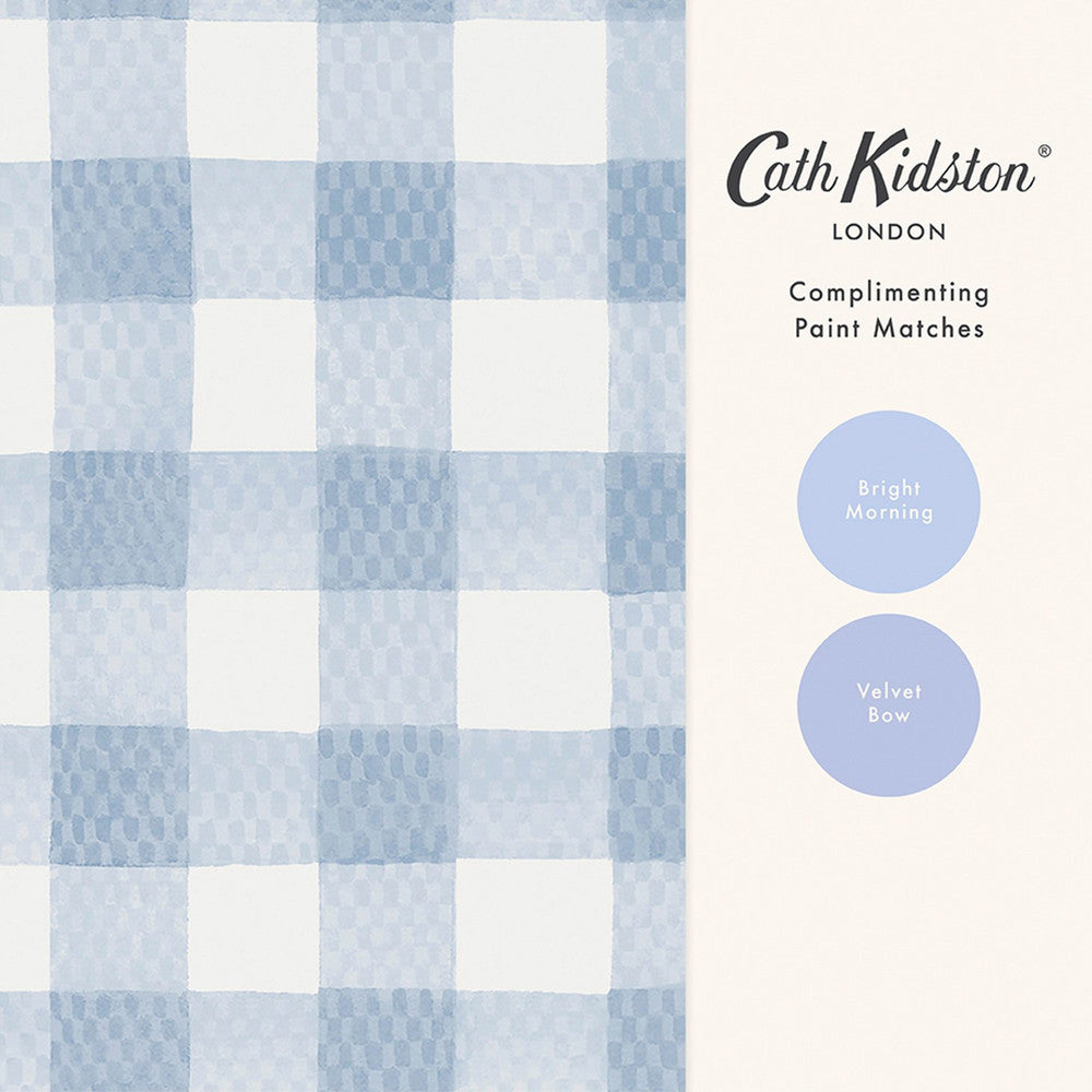 Painted Gingham Wallpaper - Blue - 125514 - Cath Kidston