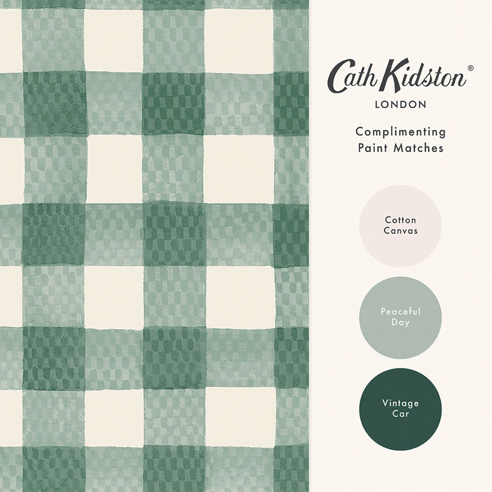 Painted Gingham Wallpaper - Green - 125516 - Cath Kidston