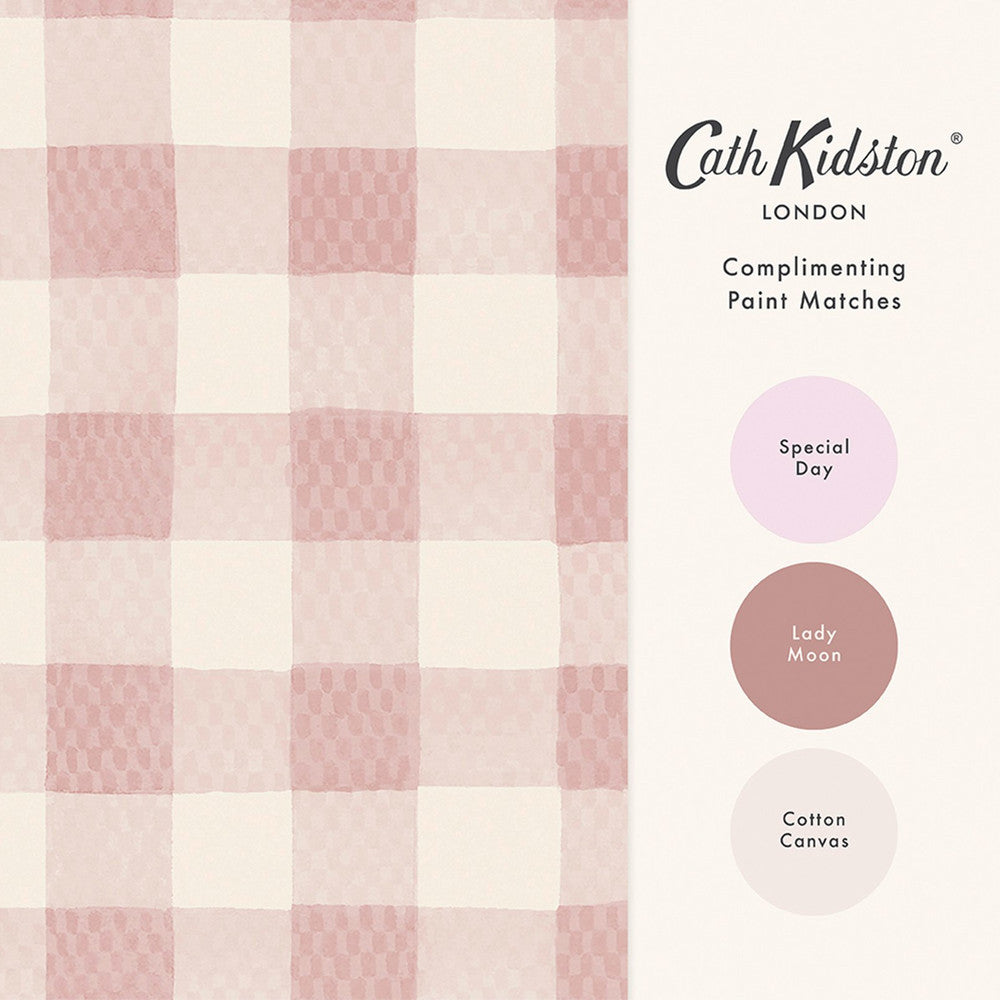 Painted Gingham Wallpaper - Pink - 125515 - Cath Kidston