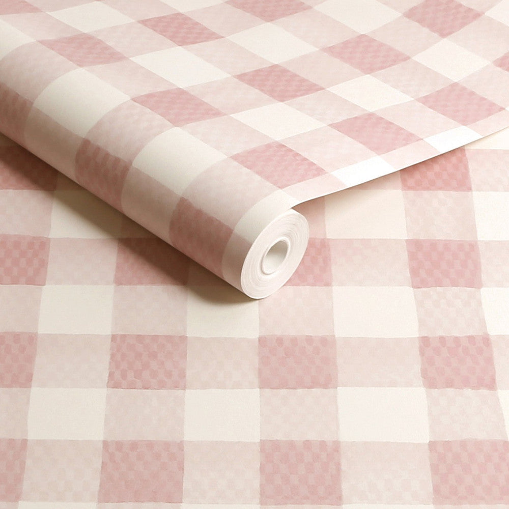 Painted Gingham Wallpaper - Pink - 125515 - Cath Kidston
