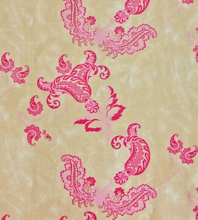 Paisley Fabric - Hot Pink On Tea Stain - BGF020301 - Barneby Gates
