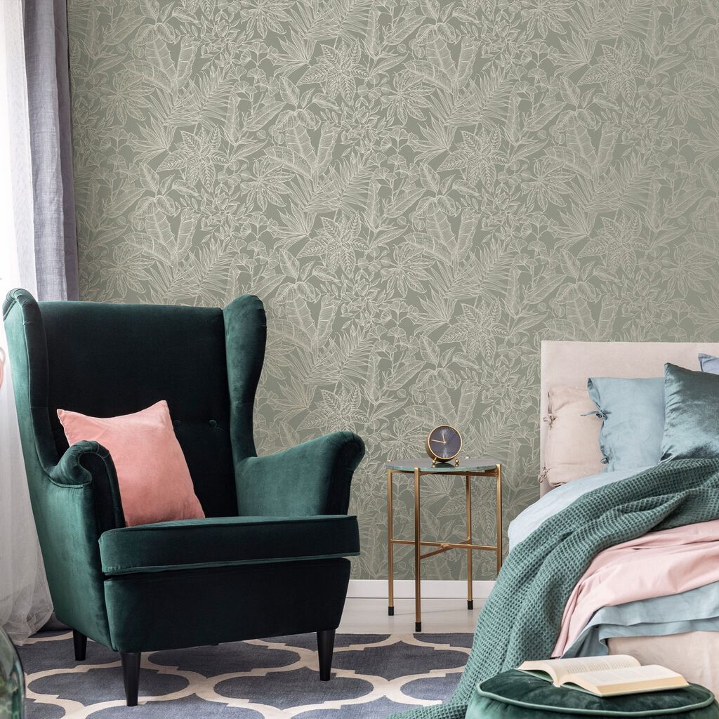 Paradise Wallpaper - Sage - Boutique Luxury