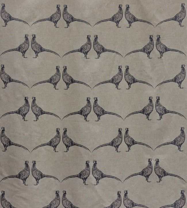Pheasant Fabric - Charcoal on Natural - BGF030404 - Barneby Gates