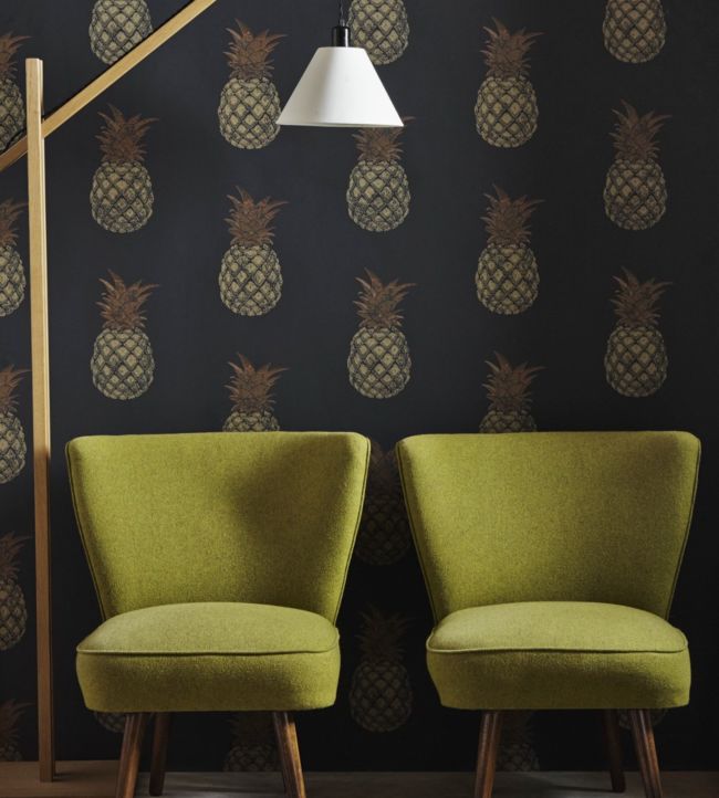 Pineapple Wallpaper - Charcoal - BG1200 - 202 - Barneby Gates