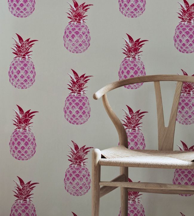 Pineapple Wallpaper - Red / Pink - BG1200 - 201 - Barneby Gates