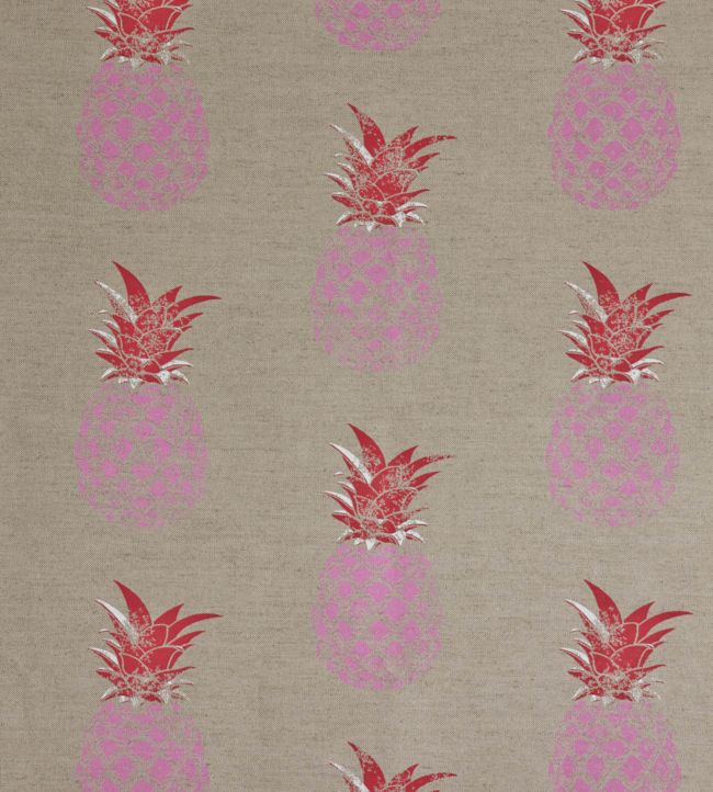 Pineapples Fabric - Pink On Natural - BGF020504 - Barneby Gates