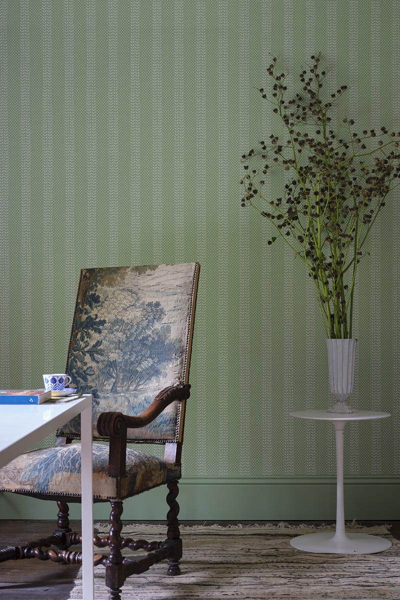 Polka Sprig Wallpaper - Green - 1085 - Farrow & Ball
