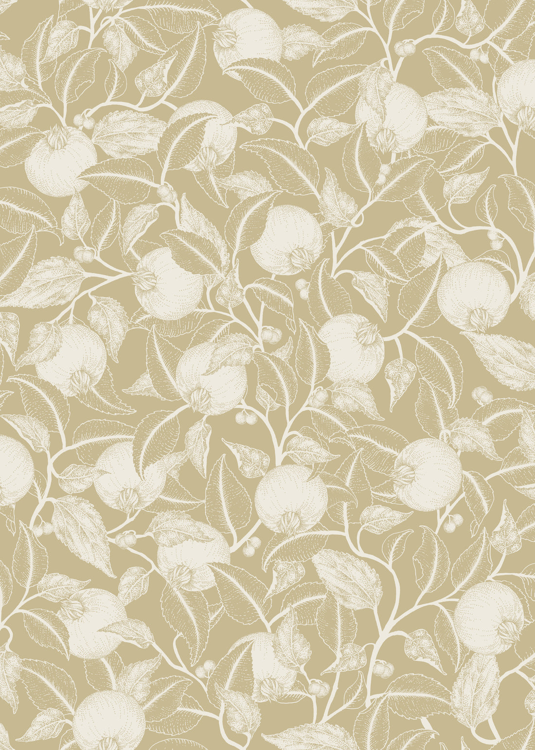 Pomegranate Floral Wallpaper - Gold - Summer Gray
