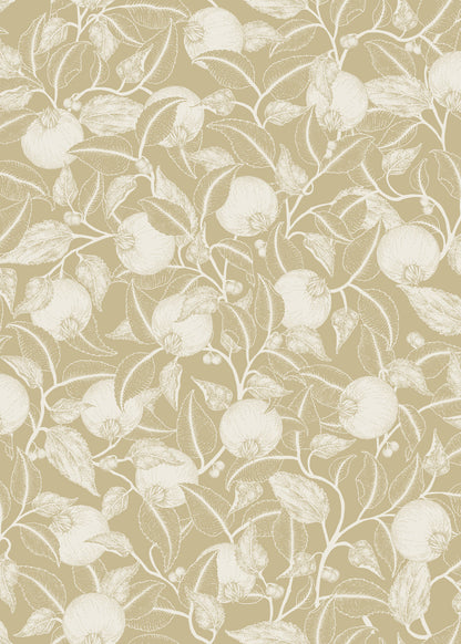 Pomegranate Floral Wallpaper - Gold - Summer Gray
