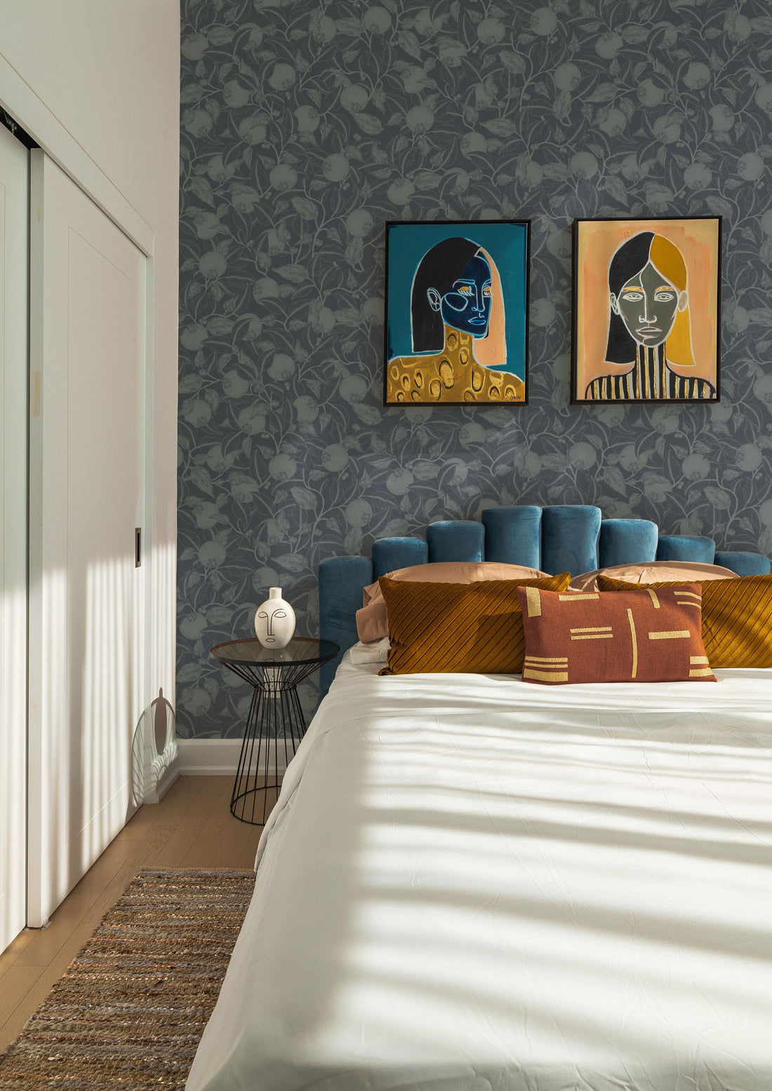 Pomegranate Wallpaper - French Blue - Summer Gray
