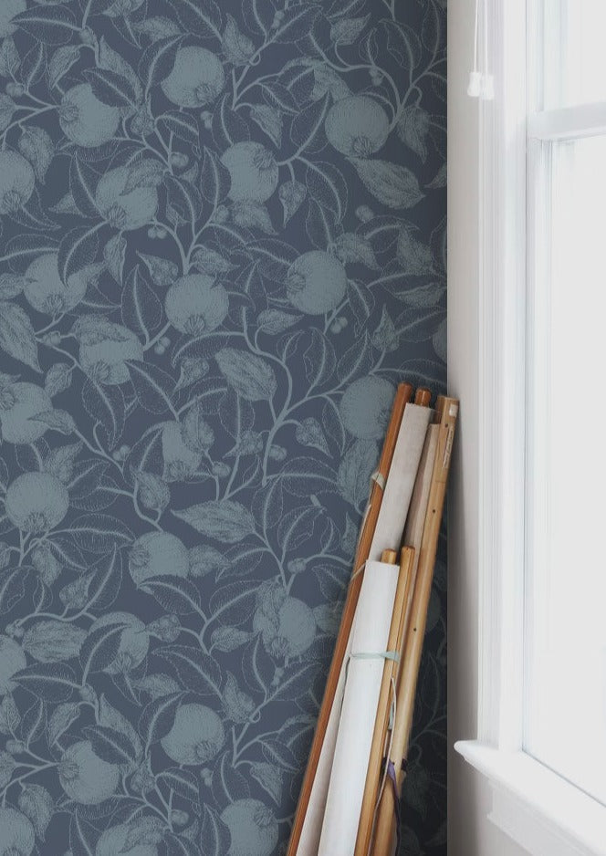 Pomegranate Wallpaper - French Blue - Summer Gray
