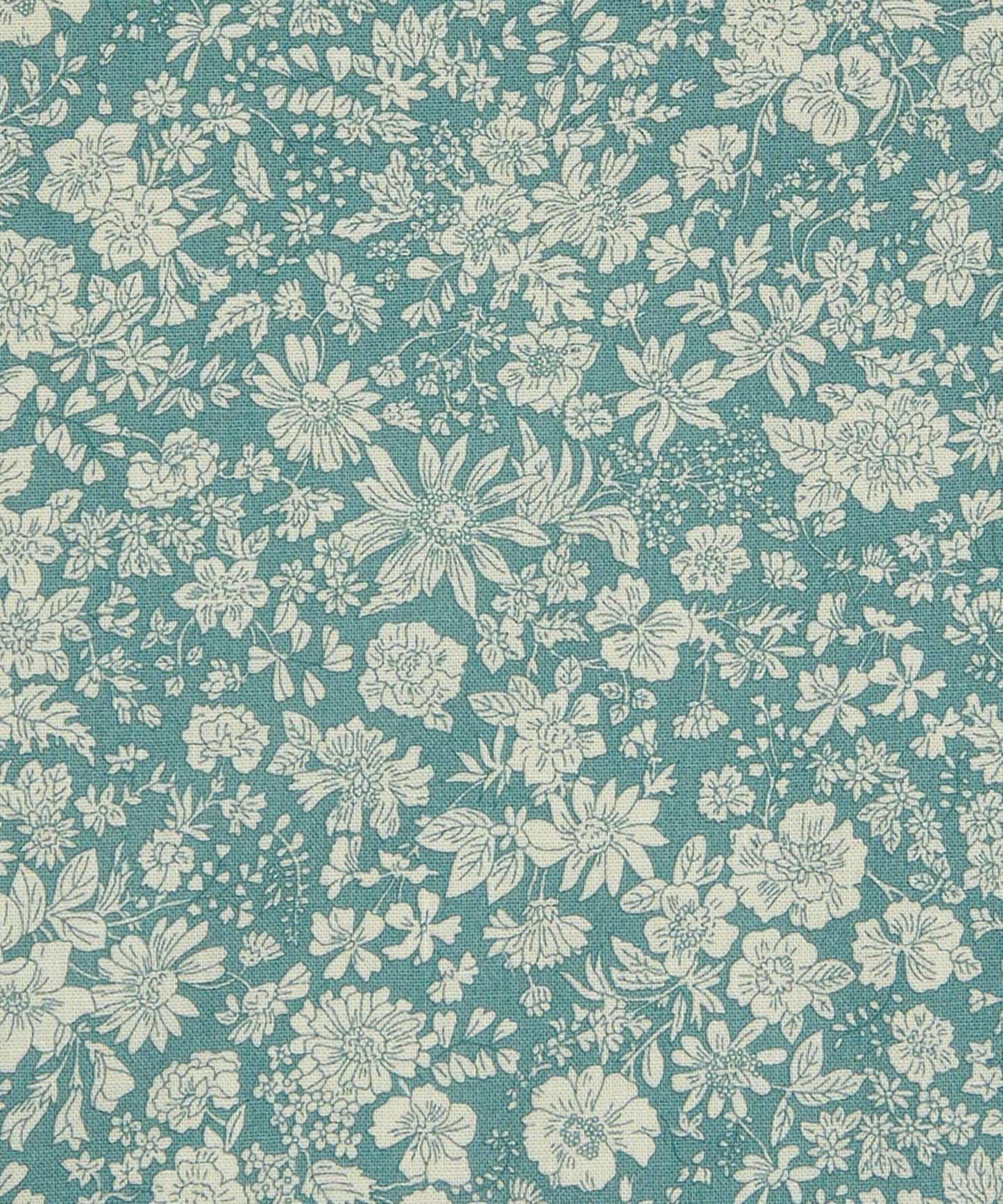 Olive Leaf Emily Belle Lasenby Quilting Cotton Fabric - Teal - Liberty