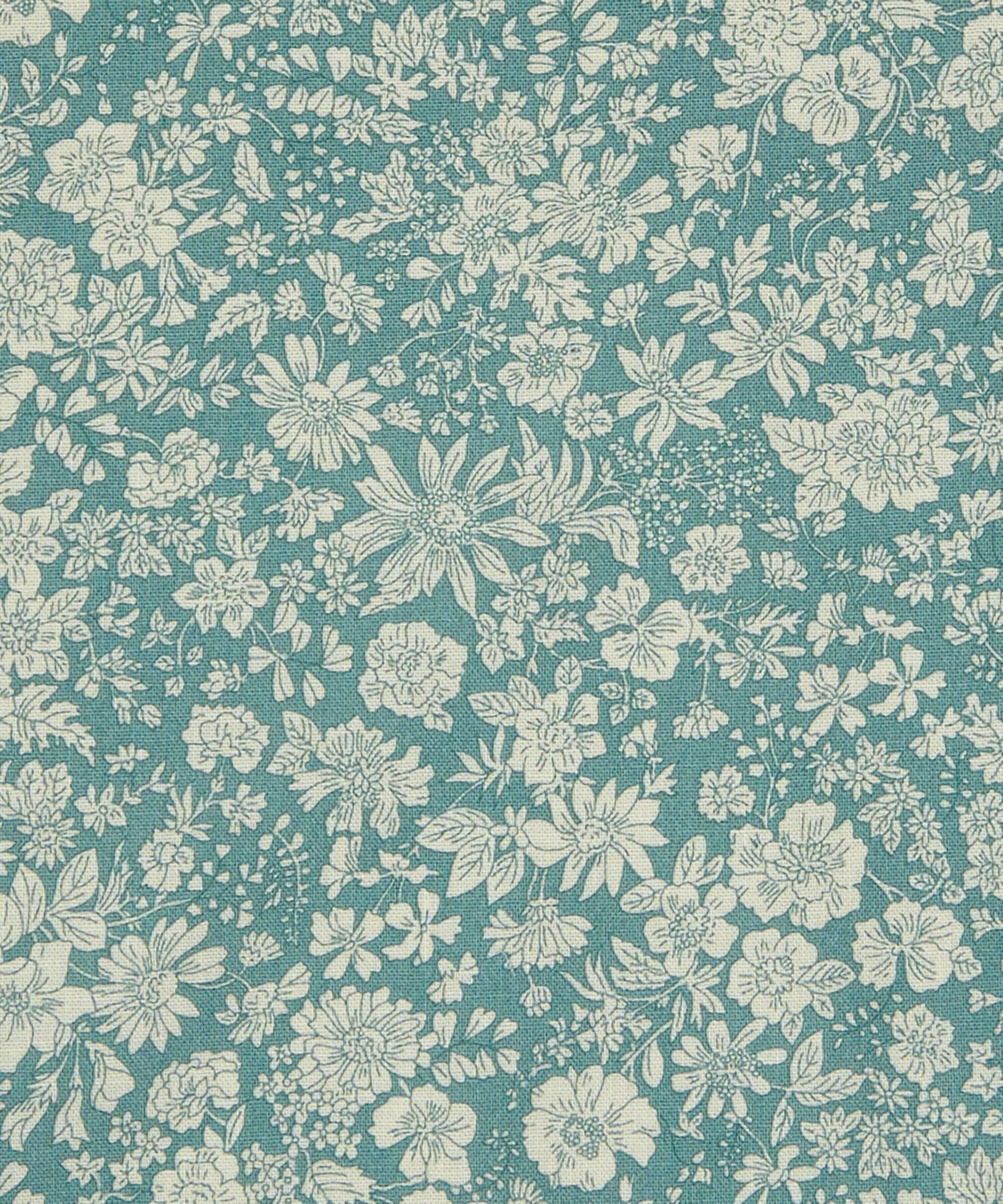 Olive Leaf Emily Belle Lasenby Quilting Cotton Fabric - Teal - Liberty