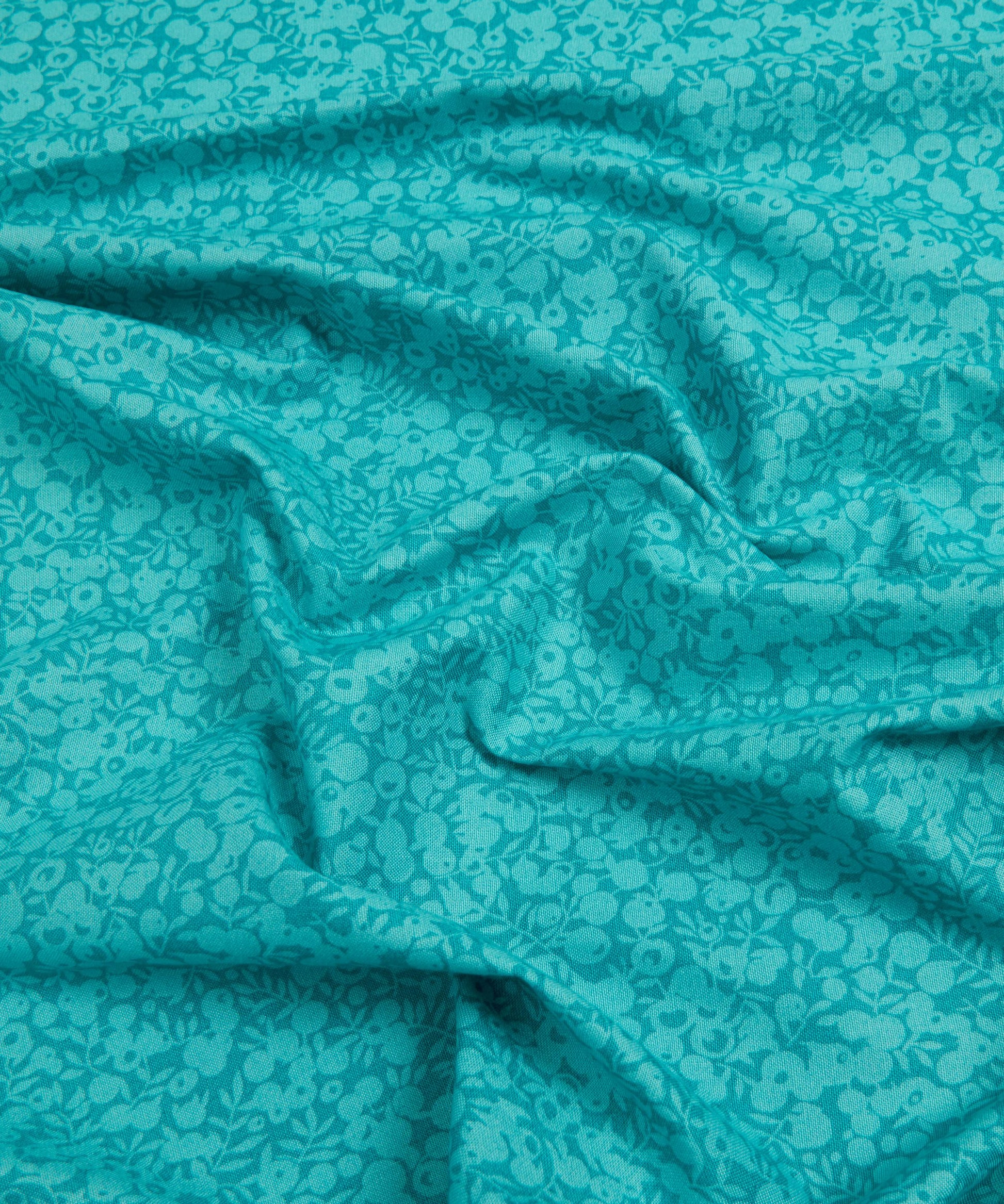 Turquoise Wiltshire Shadow Lasenby Quilting Cotton Fabric - Blue - Liberty