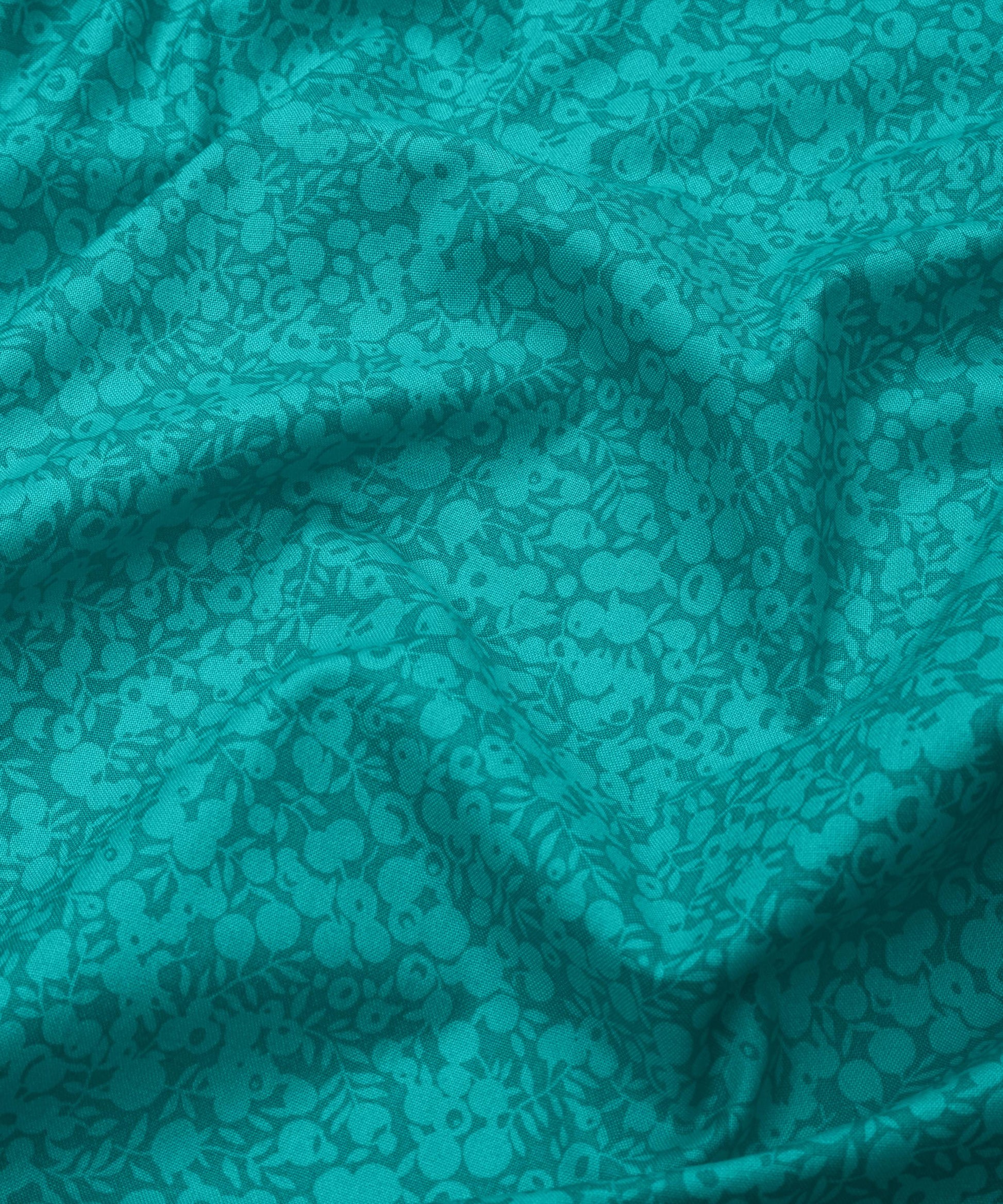 Peacock Feather Wiltshire Shadow Lasenby Quilting Cotton Fabric - Teal - Liberty
